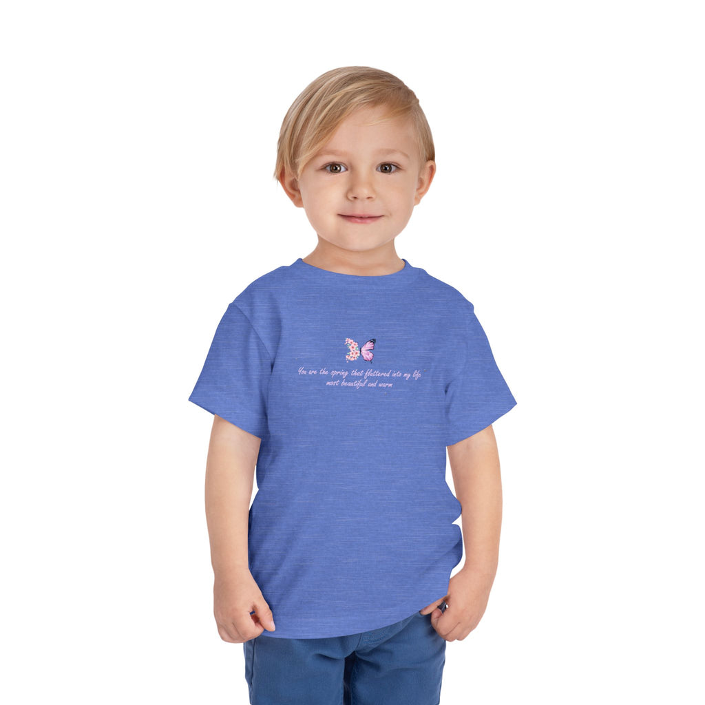 Toddler Yellow Floral Butterfly Spring Quote 100% Cotton Short Sleeve Tee
