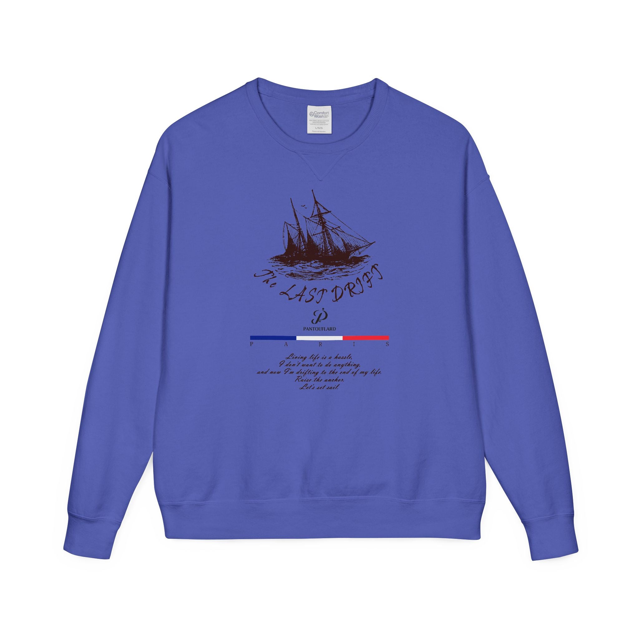 Old Money Nautical Heritage Crewneck - The Last Drift I (Paris Aesthetic Garment-Dyed Sweatshirt)