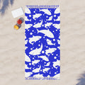 Royal Blue Shark Silhouette Pattern 100% Polyester Boho Beach Cloth