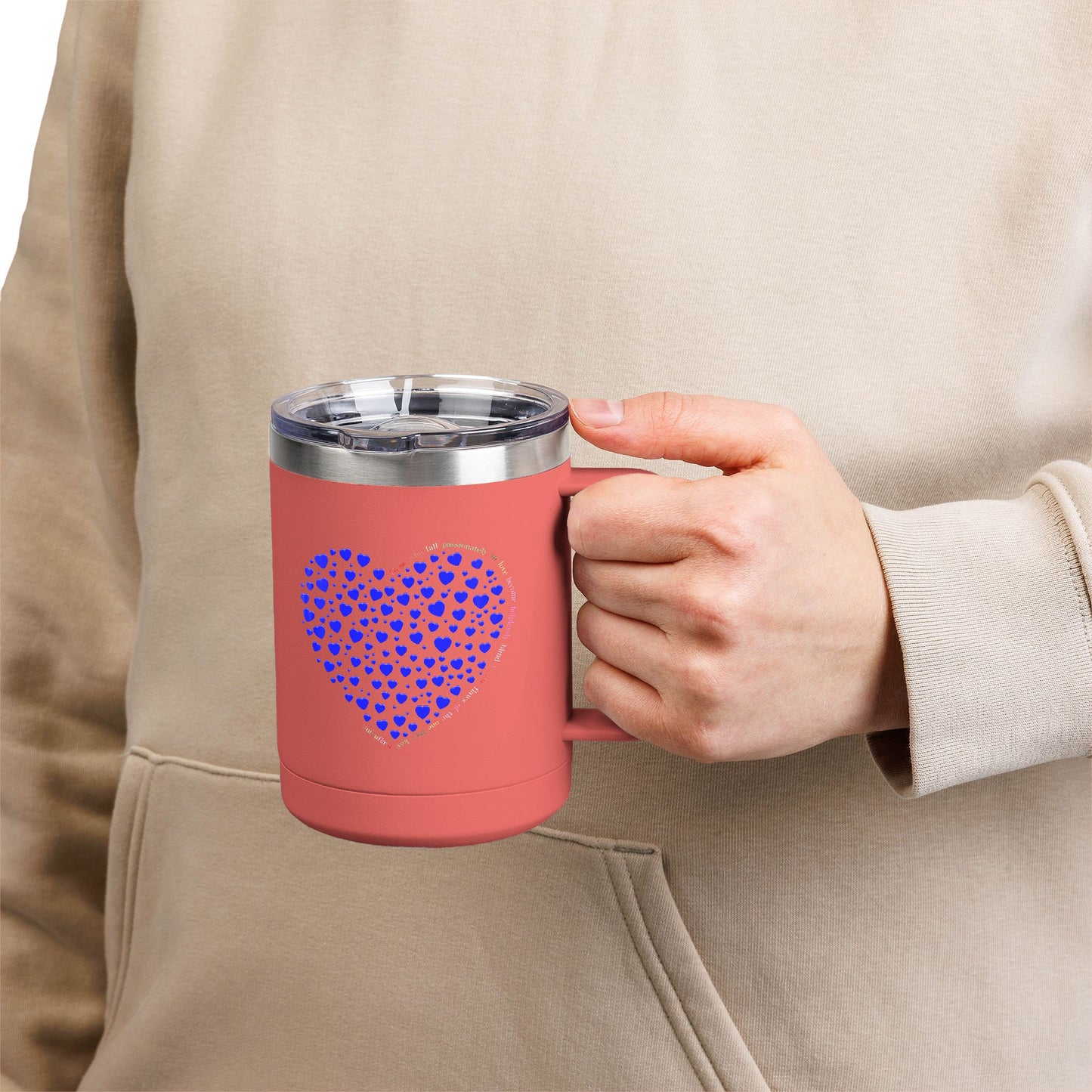 Blue Heart Coffee Mug Tumbler, Personalized Mug