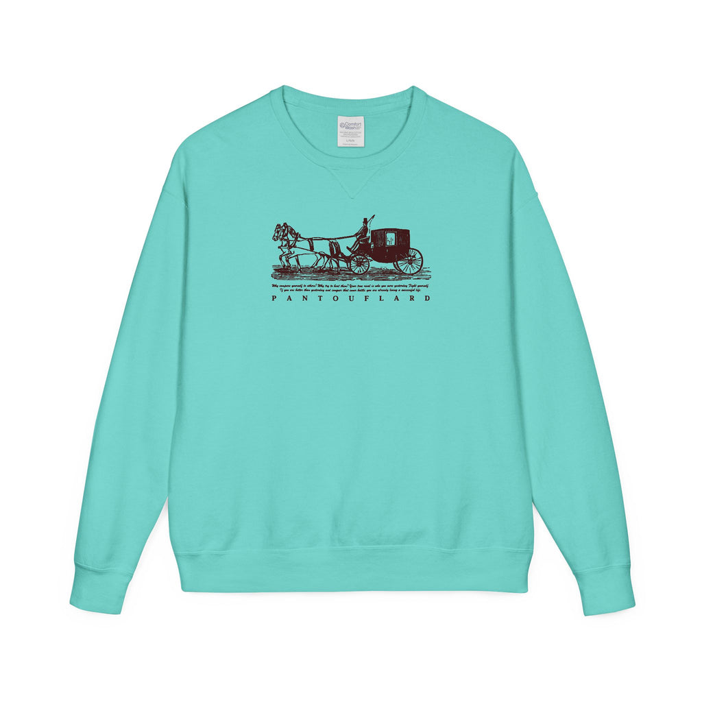 Old Money Equestrian Heritage Crewneck - The Nostalgic Journey I (Dark Academia Garment-Dyed Sweatshirt)