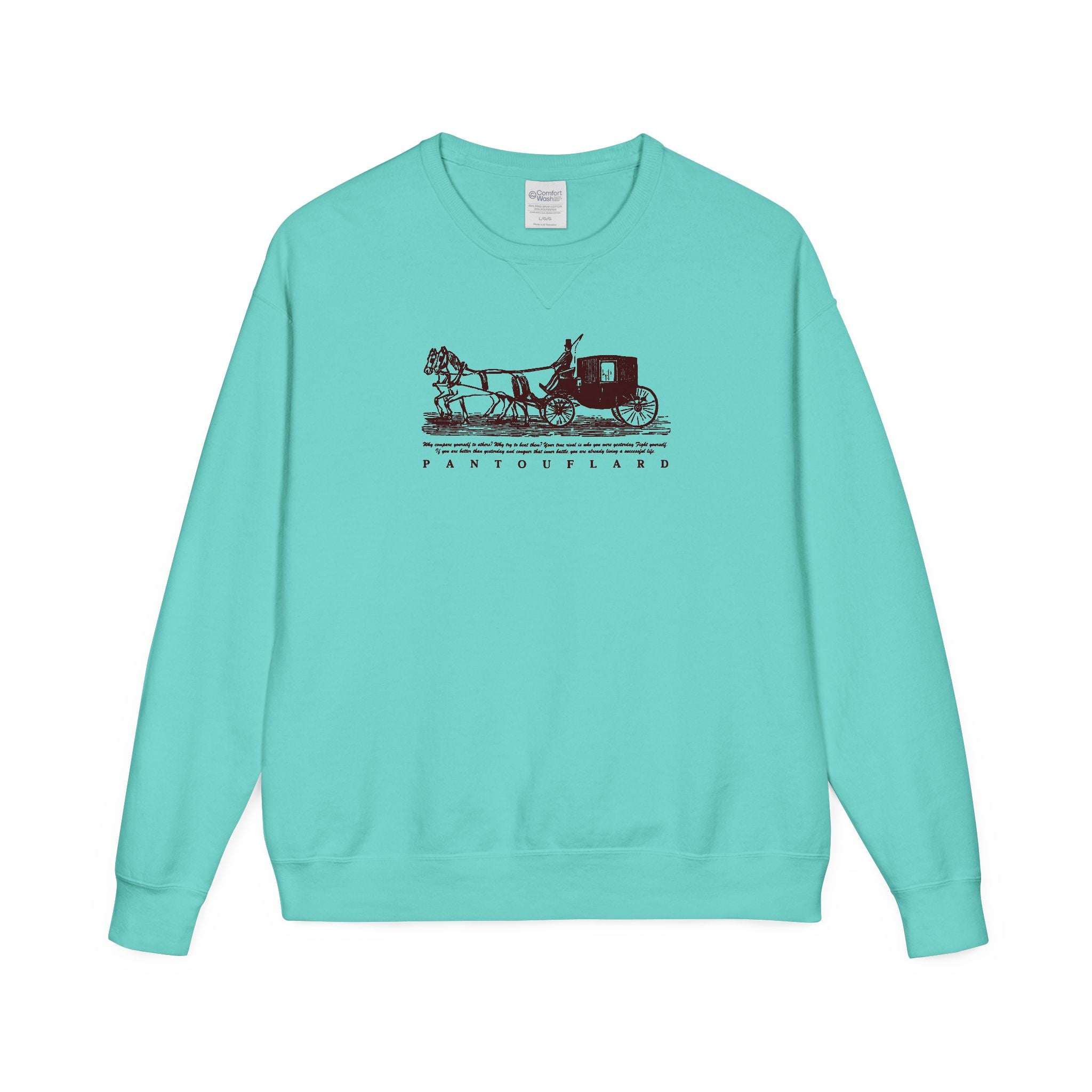 Old Money Equestrian Heritage Crewneck - The Nostalgic Journey I (Dark Academia Garment-Dyed Sweatshirt)