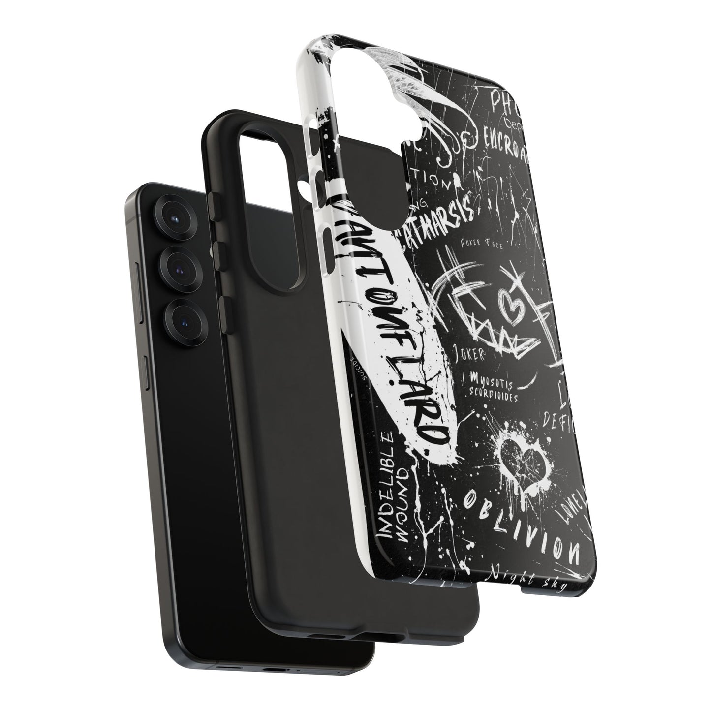 Fundas resistentes: funda atrevida para iPhone, Galaxy, Google Pixel, diseño de grafiti negro, estética urbana, regalo para amantes del arte, accesorios de teléfono modernos, estilo callejero