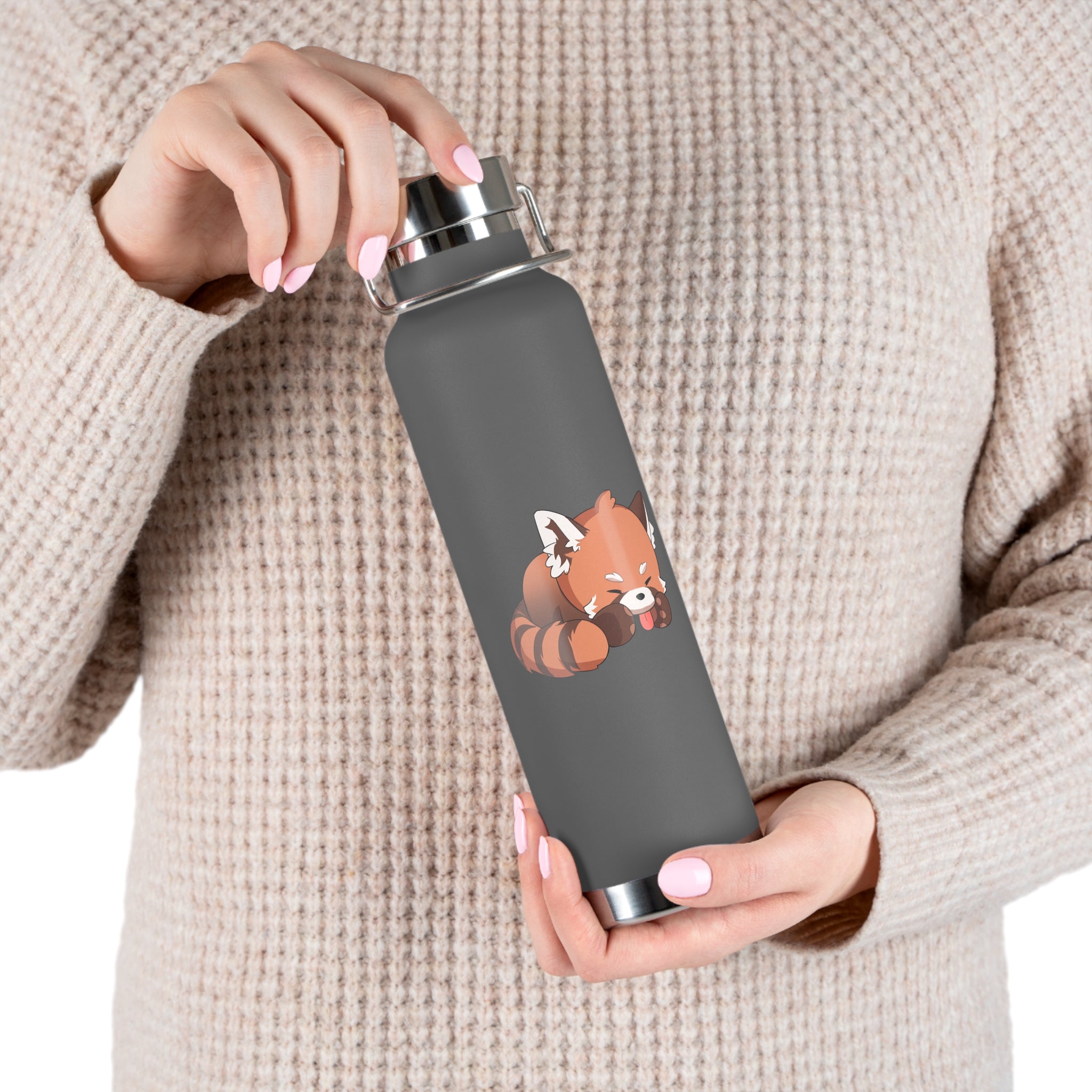 Orange Cute Sleeping Red Panda 22oz Copper Vacuum Insulated Bottle