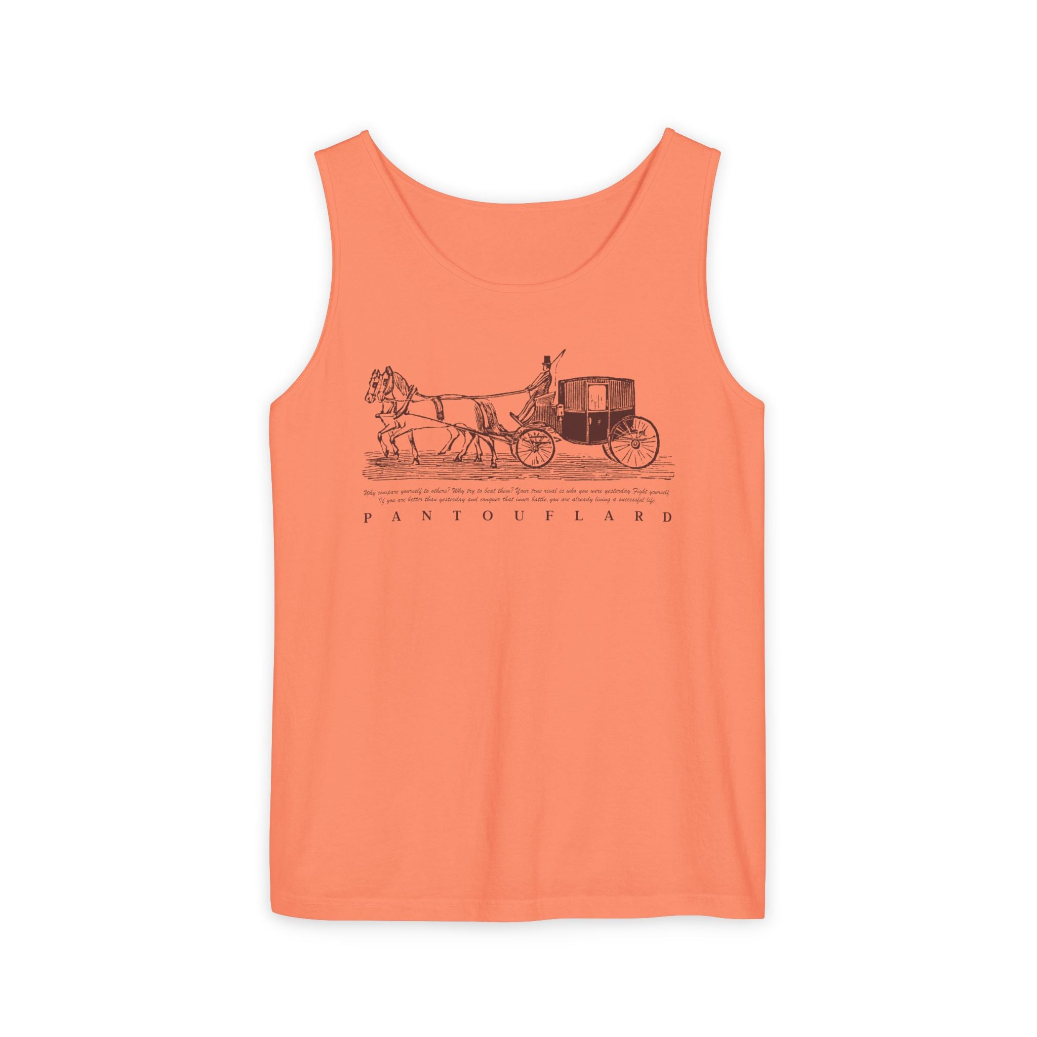 Unisex Brick Red Pantouflard Carriage Cotton Garment-Dyed Tank Top