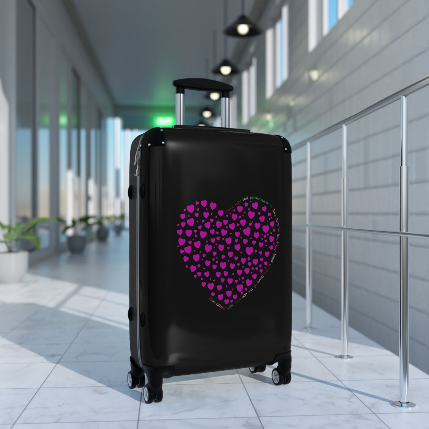 Pink Heart Design Suitcase, Travel Luggage