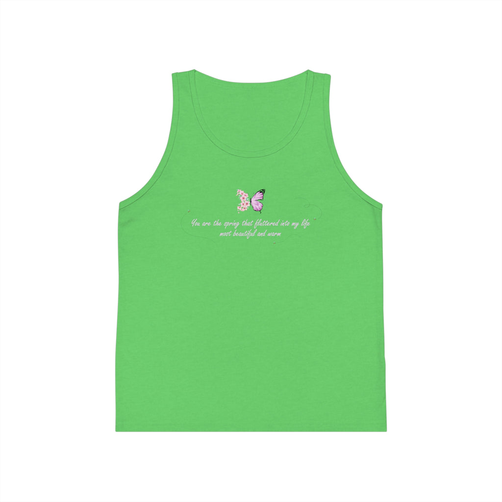 Kid's Black Floral Butterfly Spring Quote 100% Cotton Tank Top