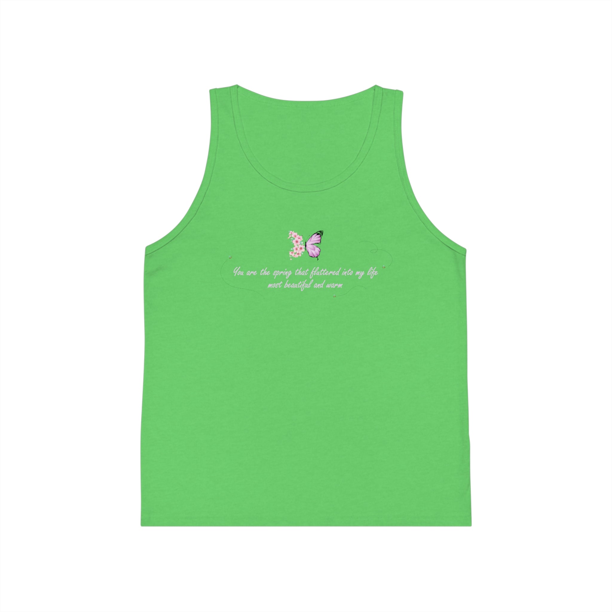 Kid's Black Floral Butterfly Spring Quote 100% Cotton Tank Top