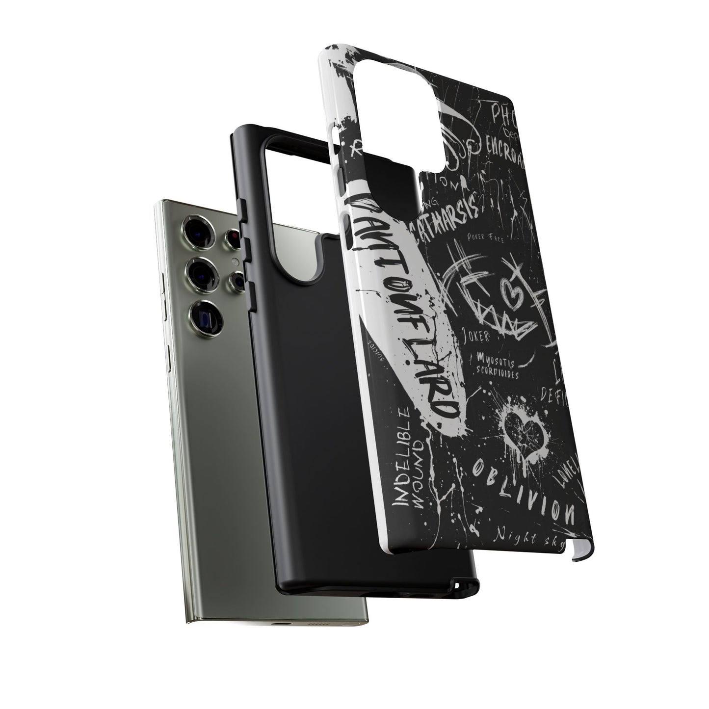 Fundas resistentes: funda atrevida para iPhone, Galaxy, Google Pixel, diseño de grafiti negro, estética urbana, regalo para amantes del arte, accesorios de teléfono modernos, estilo callejero