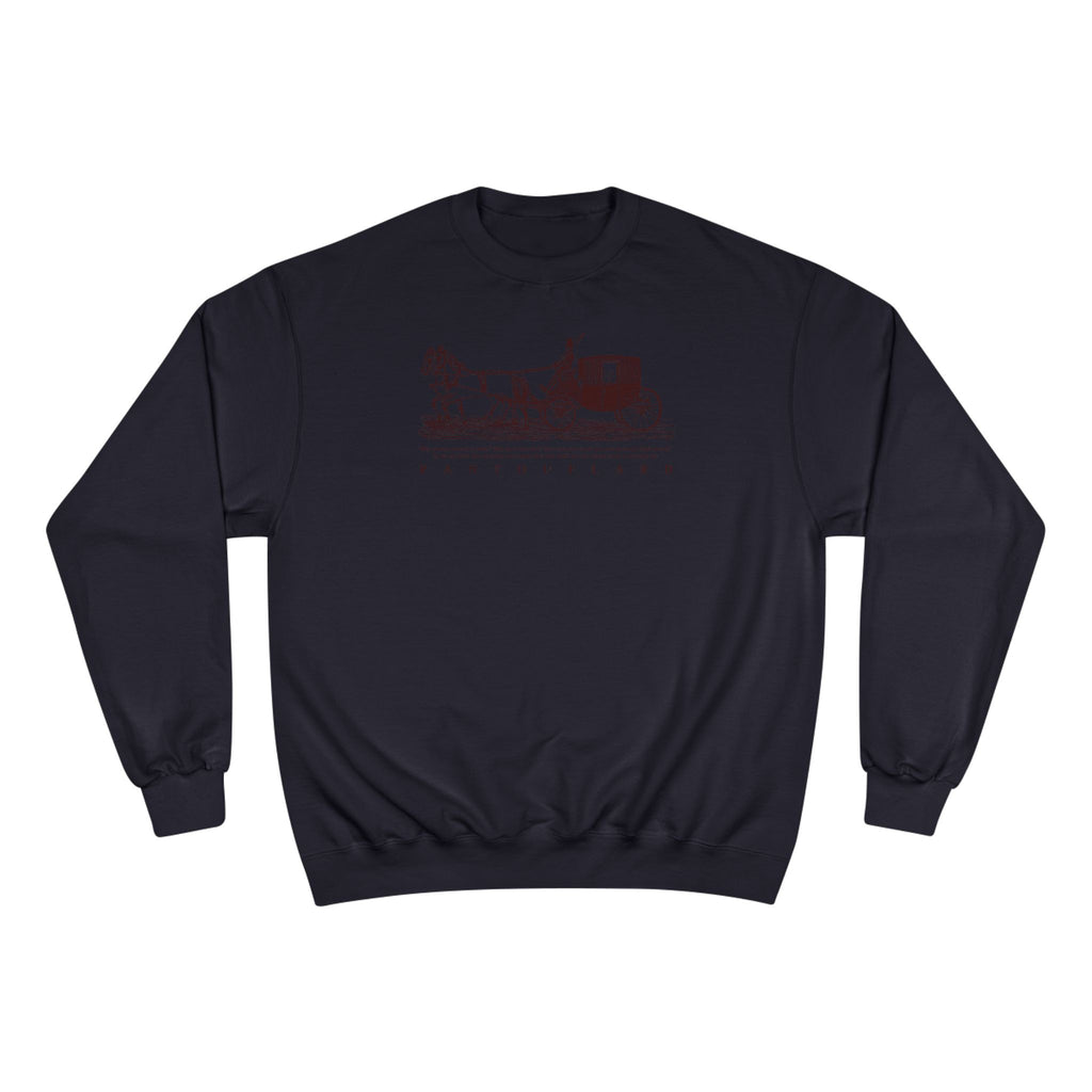Old Money Equestrian Champion Crewneck - Royal Burgundy Carriage (Authentic Varsity Heritage)