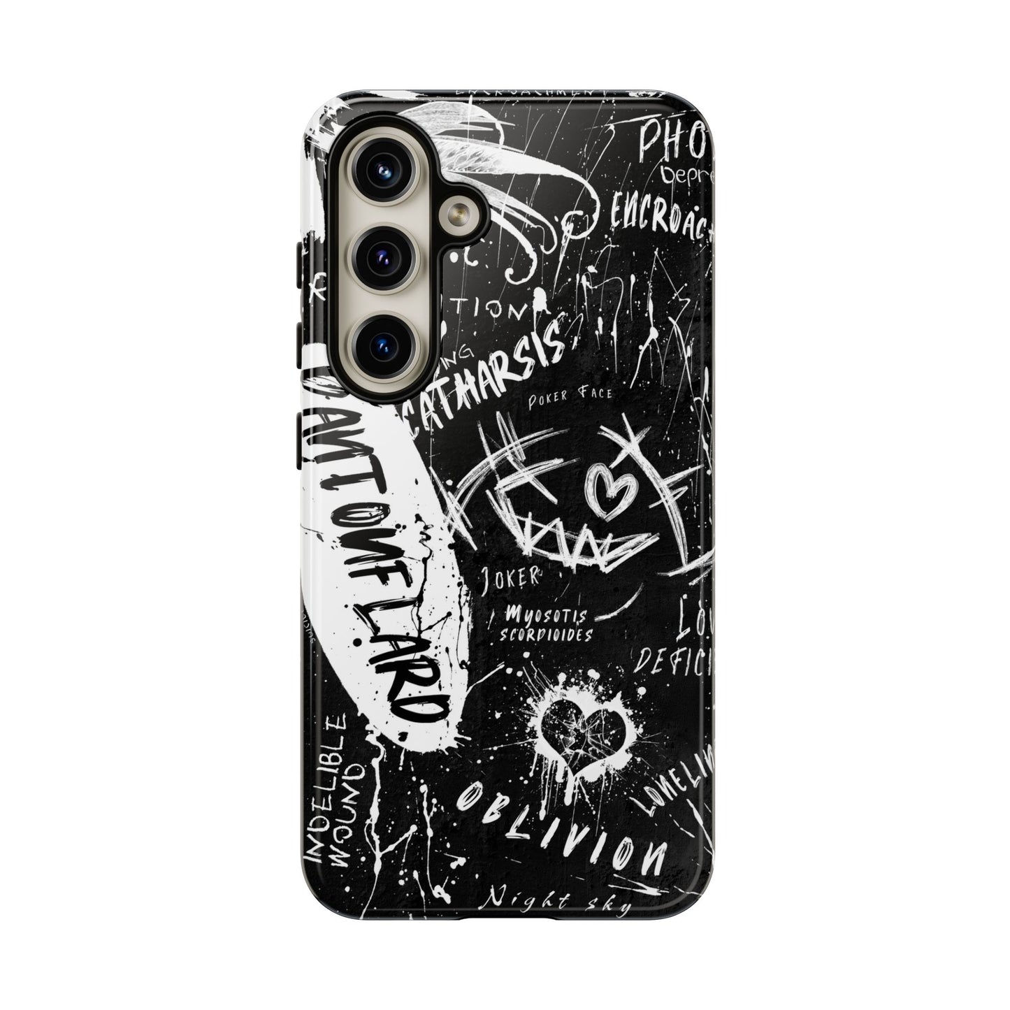 Fundas resistentes: funda atrevida para iPhone, Galaxy, Google Pixel, diseño de grafiti negro, estética urbana, regalo para amantes del arte, accesorios de teléfono modernos, estilo callejero