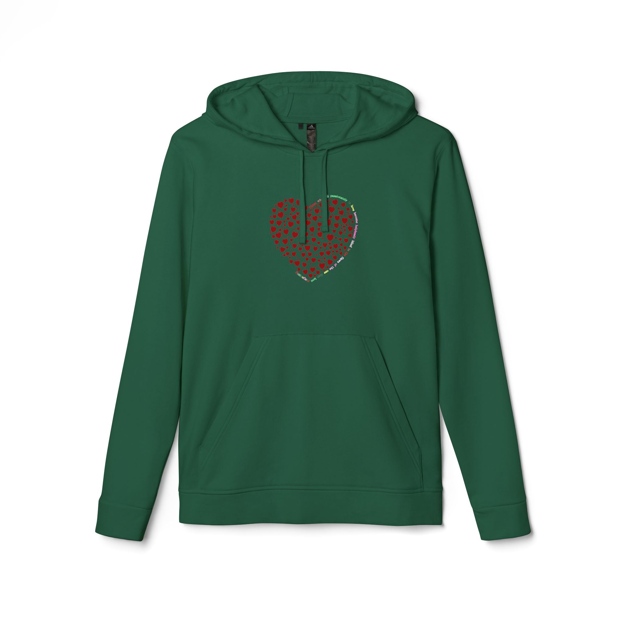 Sudadera con capucha de forro polar para hombre y mujer Adidas® con diseño de corazón rojo
