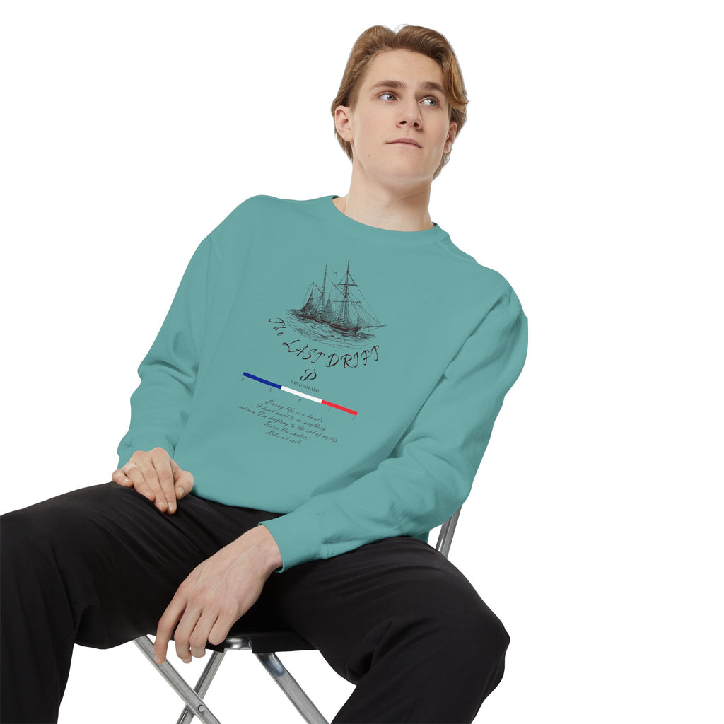 Unisex White Vintage Ship Graphic Cotton Blend Sweatshirt