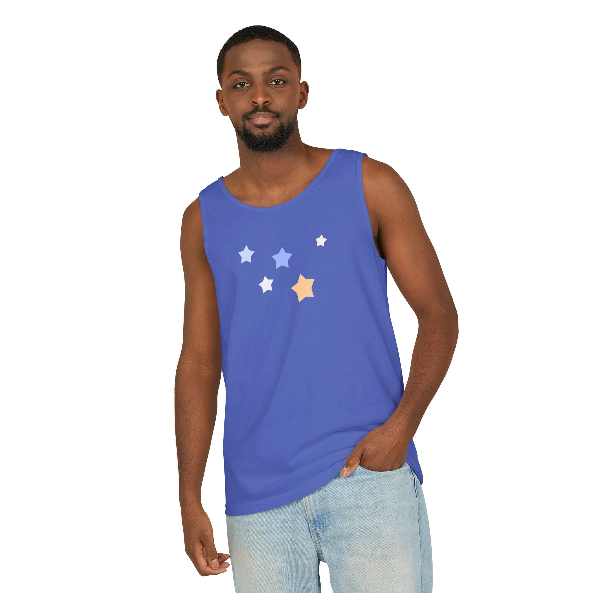 Men's & Women's Cassiopeia Constellation Graphic Garment-Dyed Tank Top - W-Shape Sleeveless Shirt