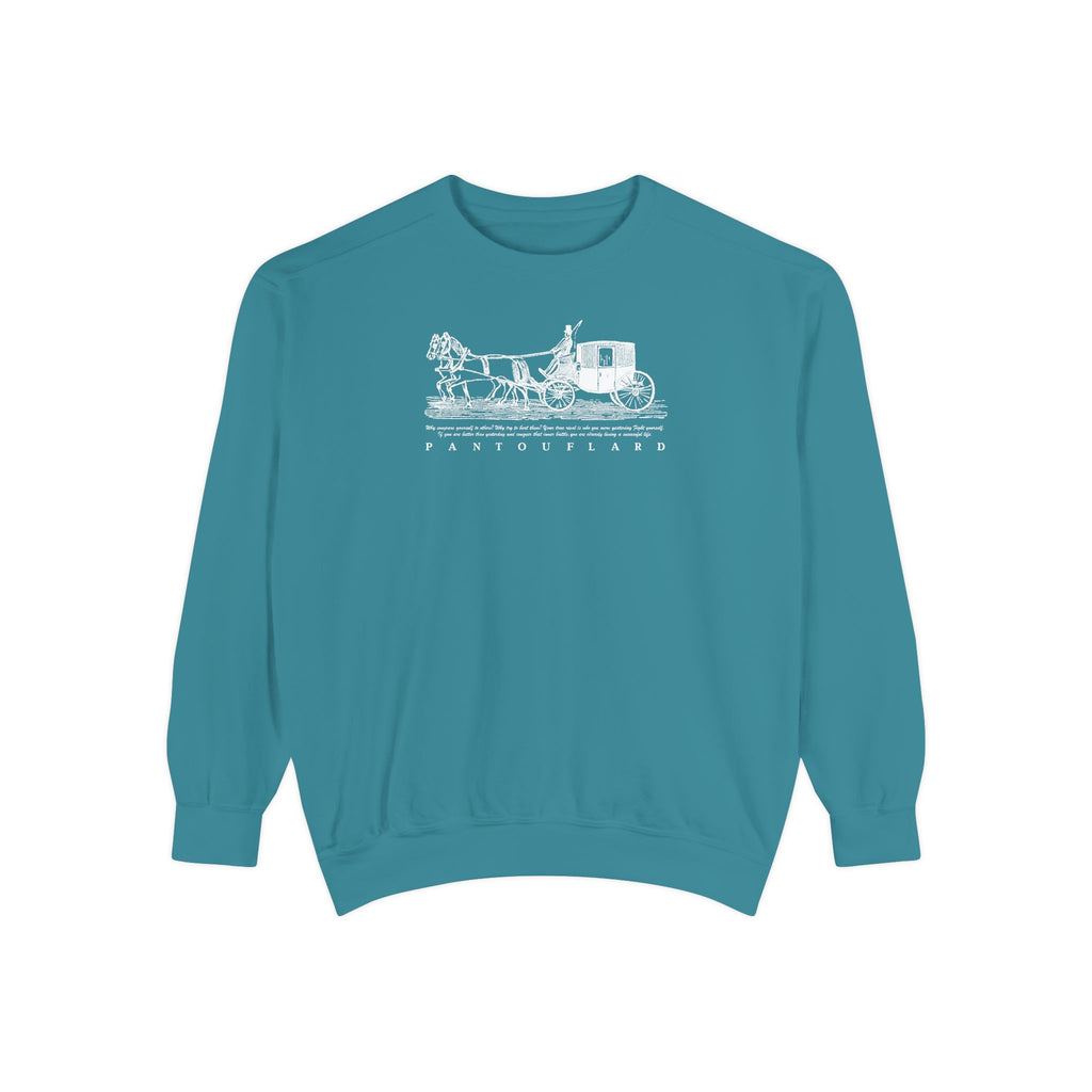 Unisex Navy Vintage Carriage Graphic Cotton Blend Sweatshirt