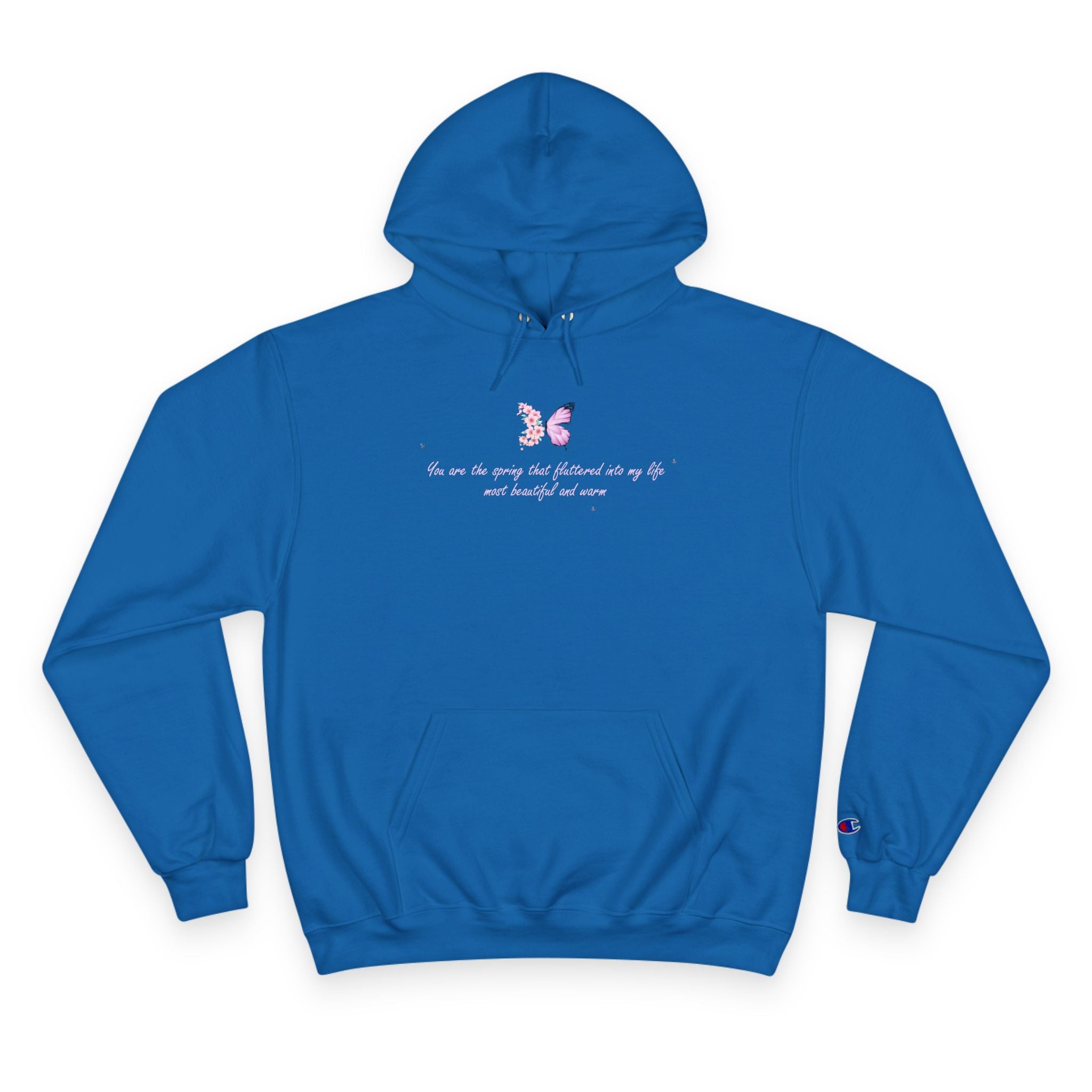 Unisex White Floral Butterfly Spring Quote Cotton Blend Champion Hoodie
