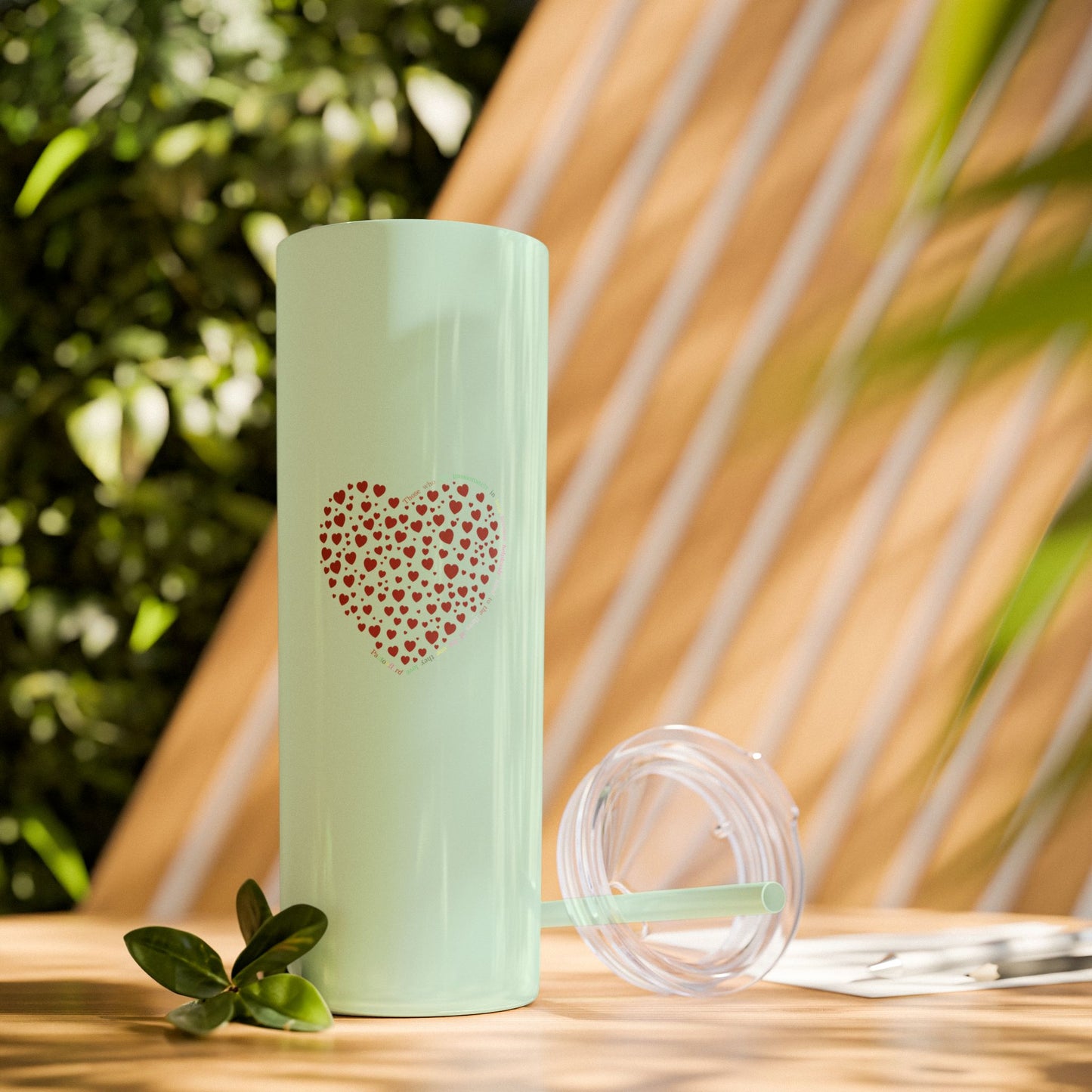 Red Heart Dot Skinny Tumbler | 20oz Reusable Travel Mug, Eco-Friendly Drinkware