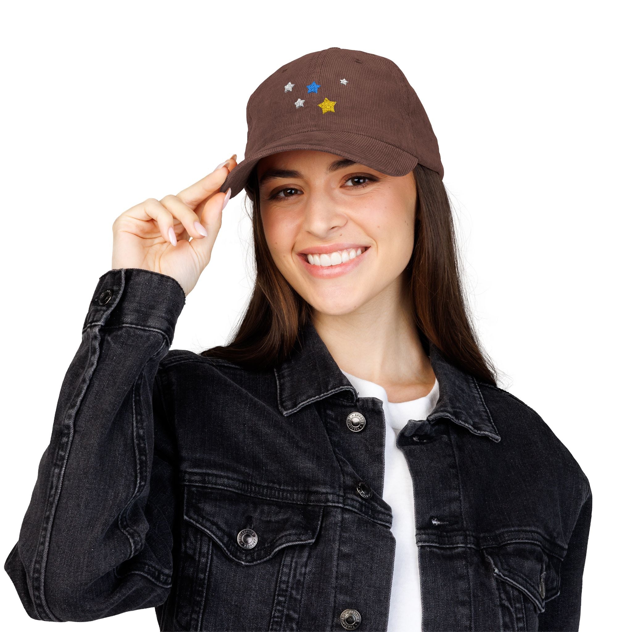Unisex Cassiopeia Star Embroidered Cotton Corduroy Cap
