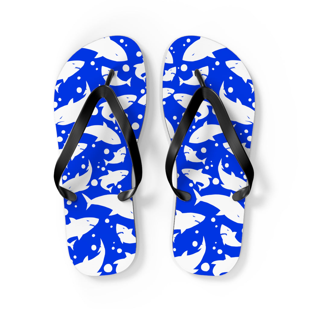 Unisex Royal Blue Shark Silhouette Pattern EVA Polyester Flip Flops
