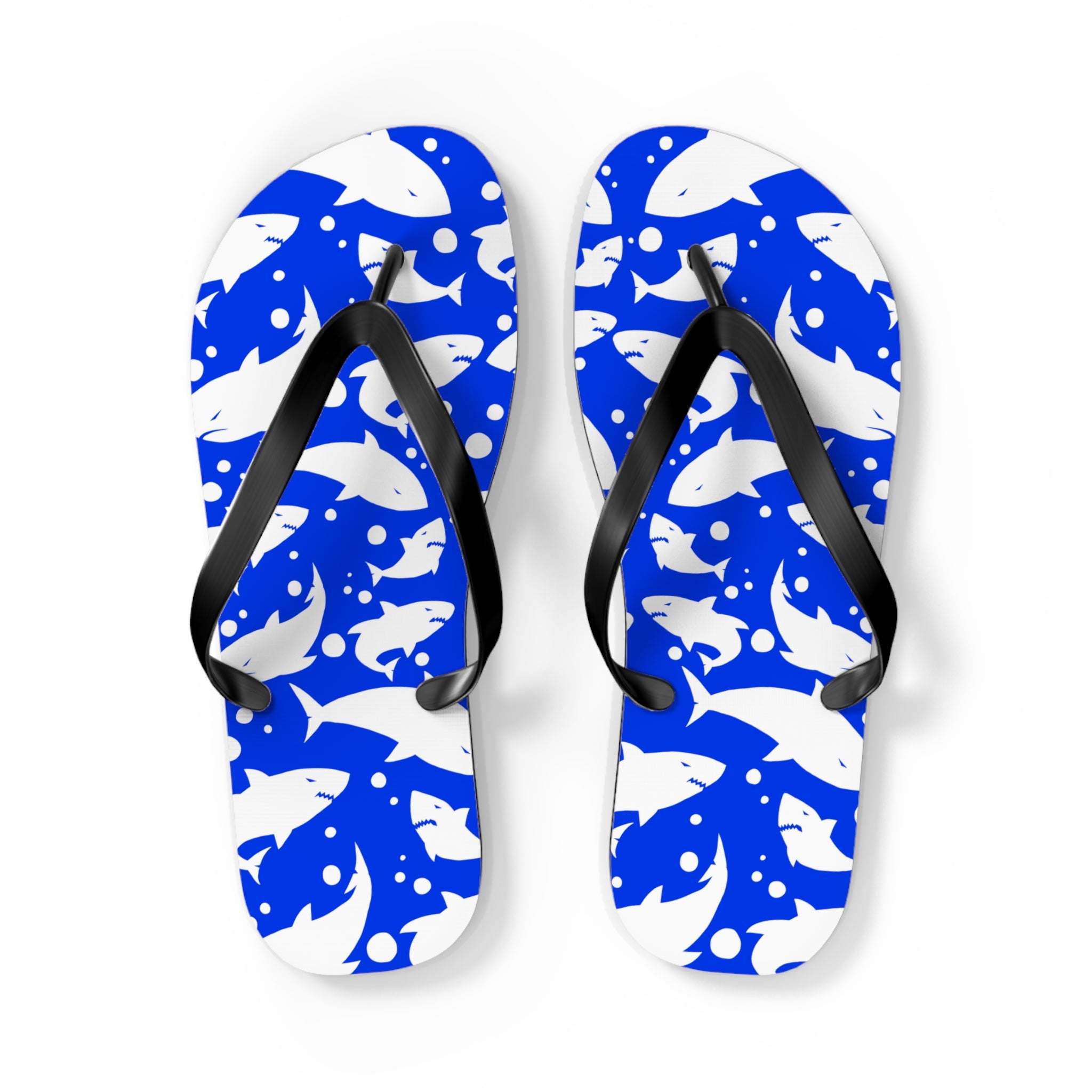 Unisex Royal Blue Shark Silhouette Pattern EVA Polyester Flip Flops