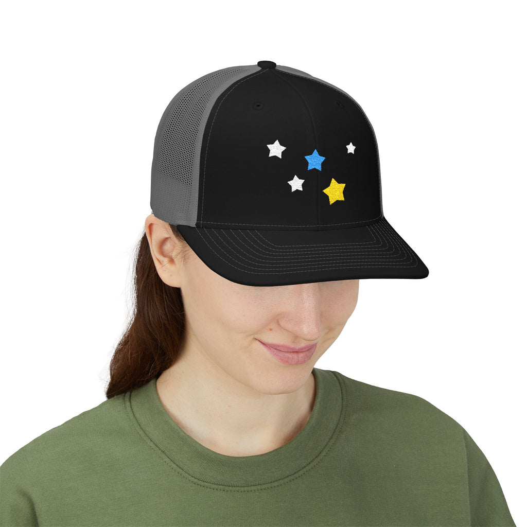 Unisex Cassiopeia Star Embroidered Cotton-Polyester Snapback Trucker Cap