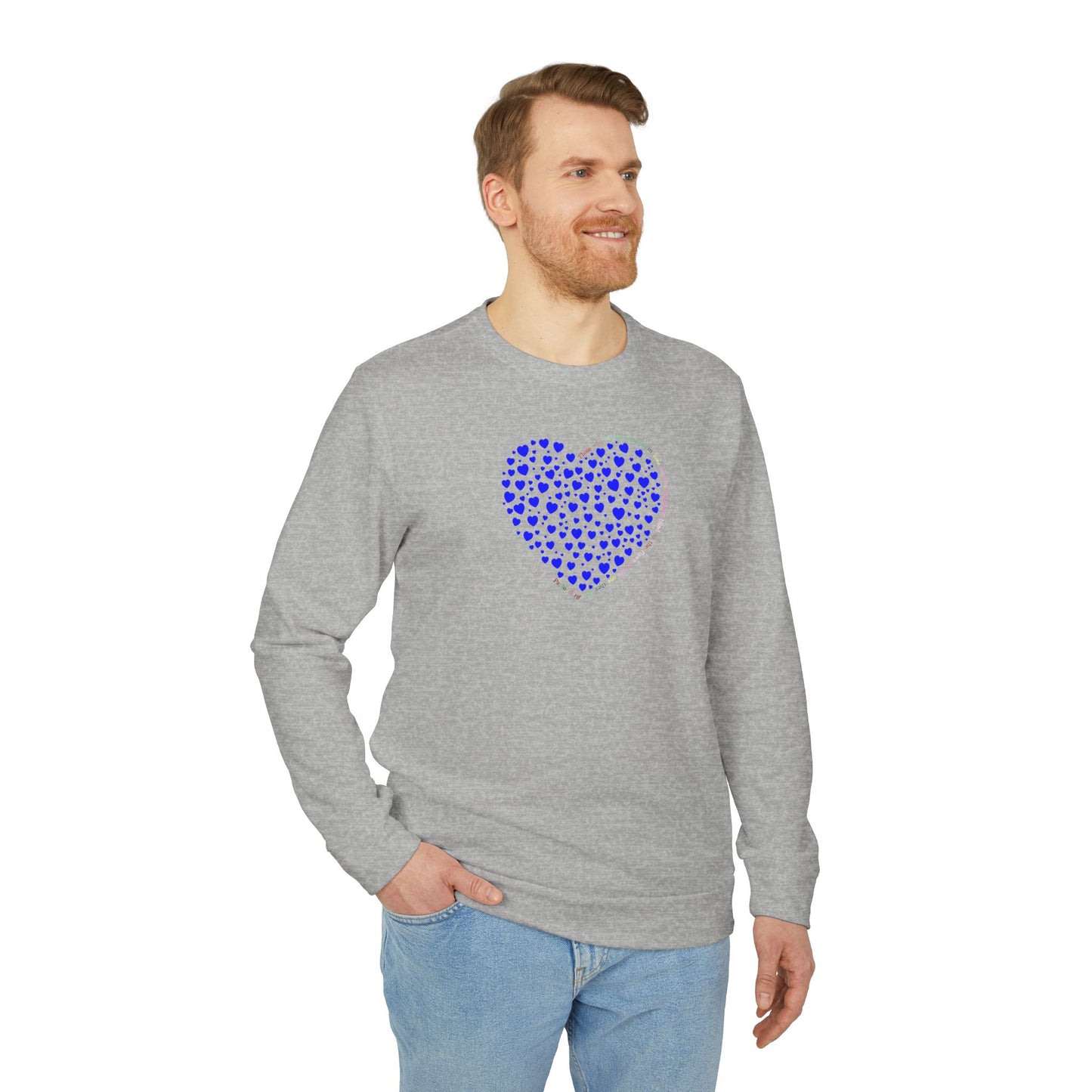 Adidas Unisex  Crewneck Sweatshirt with Blue Heart Design