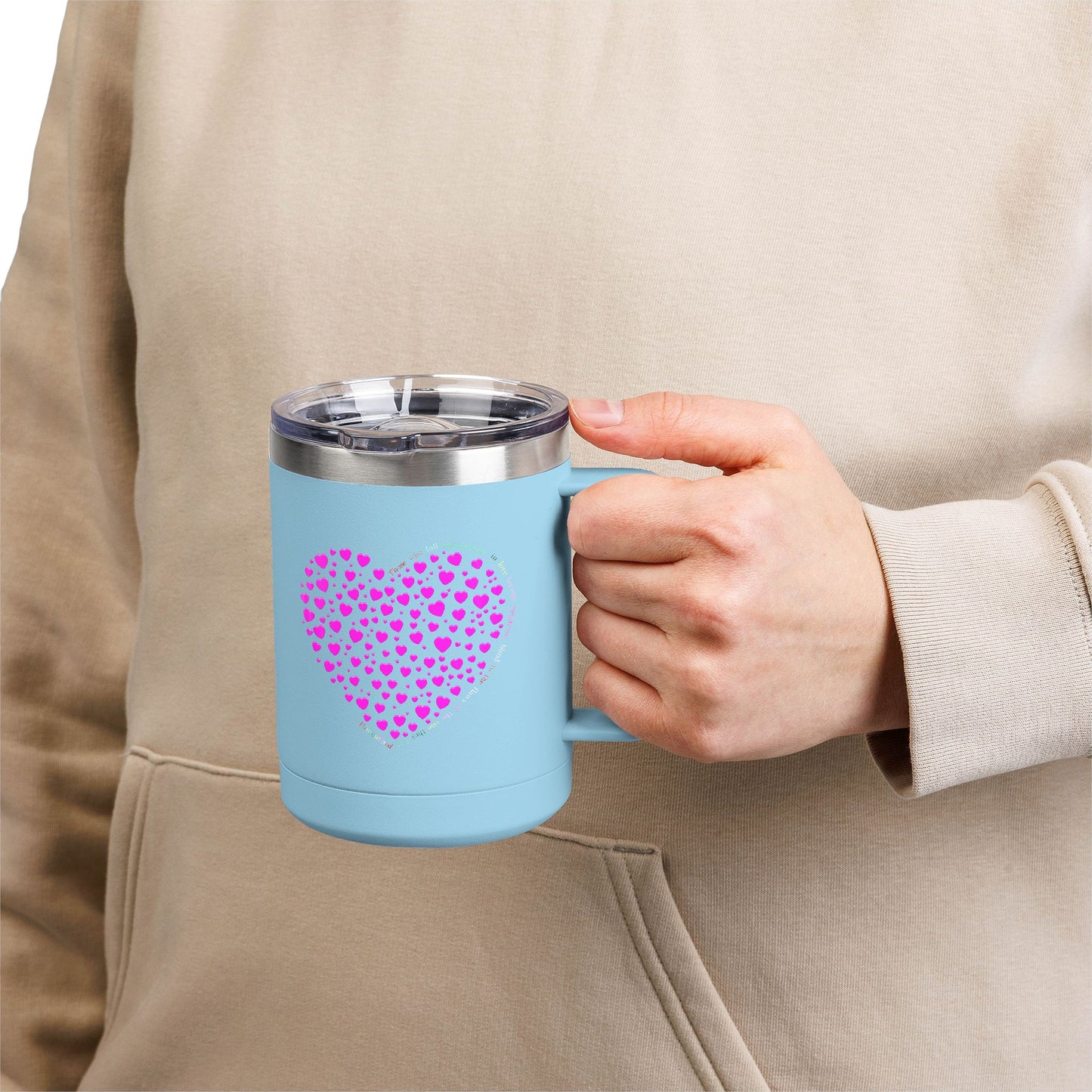 Pink Heart Coffee Mug Tumbler, Personalized Mug