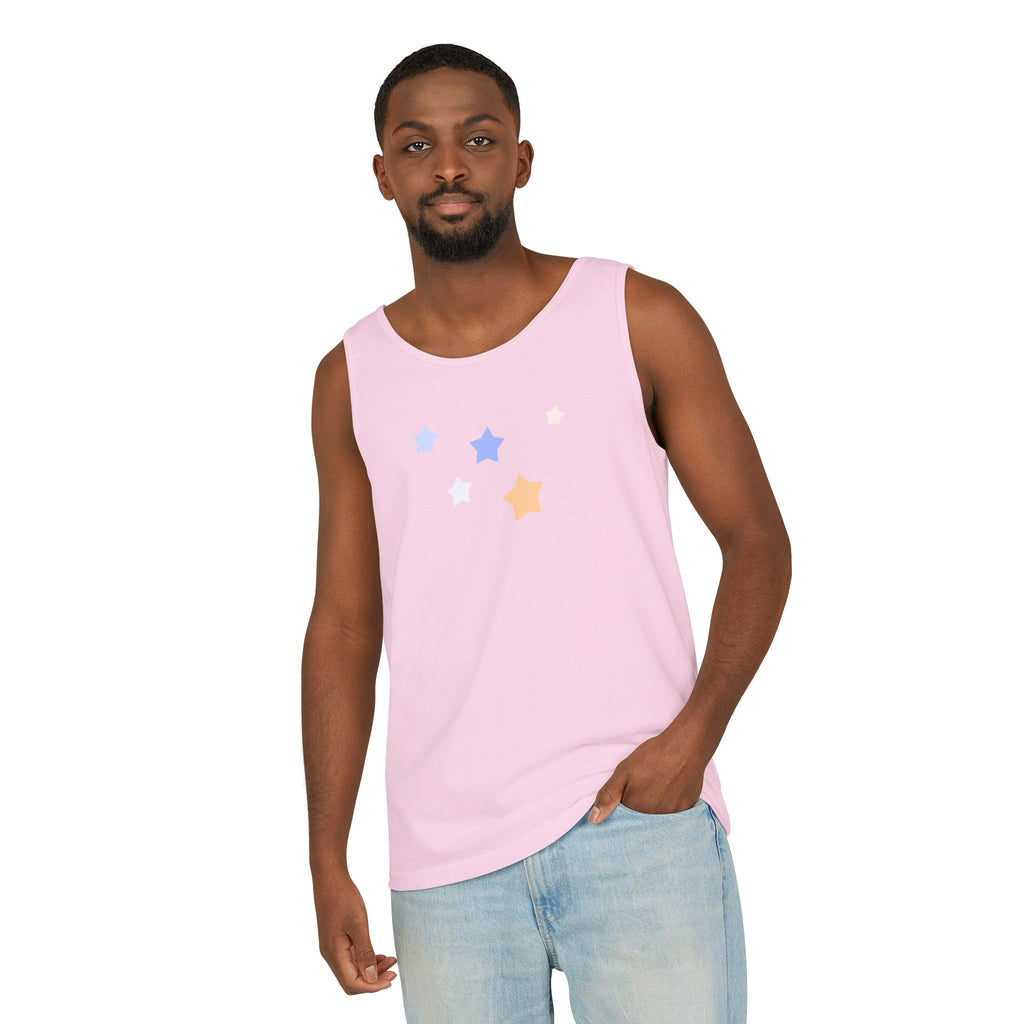 Men's & Women's Cassiopeia Constellation Graphic Garment-Dyed Tank Top - W-Shape Sleeveless Shirt