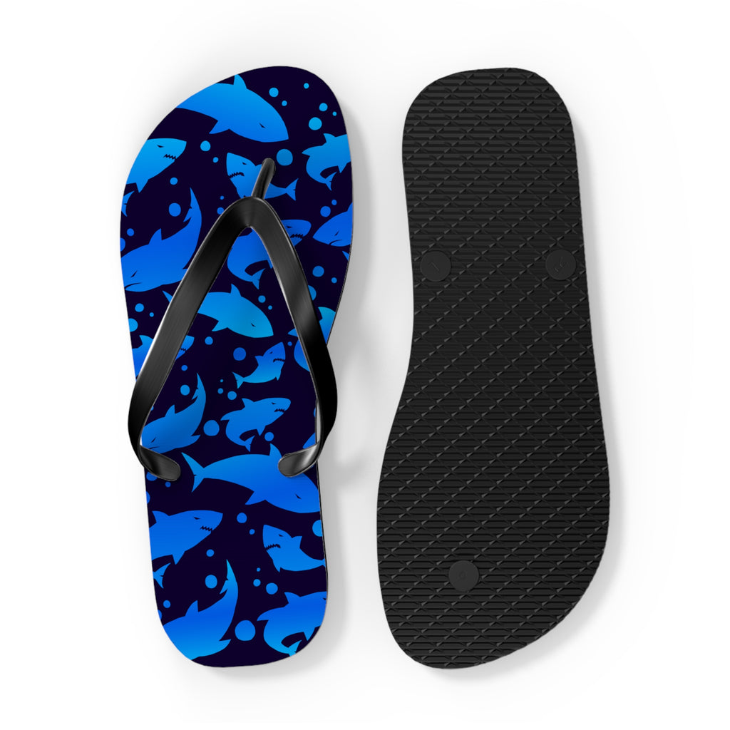 Unisex Navy Blue Shark Silhouette Pattern EVA Polyester Flip Flops