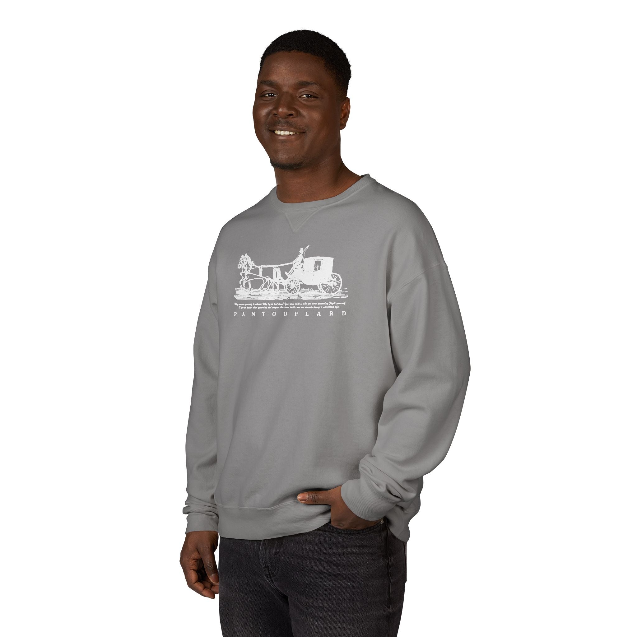 Old Money Equestrian Heritage Crewneck - The Nostalgic Journey II (Dark Academia Garment-Dyed Sweatshirt)