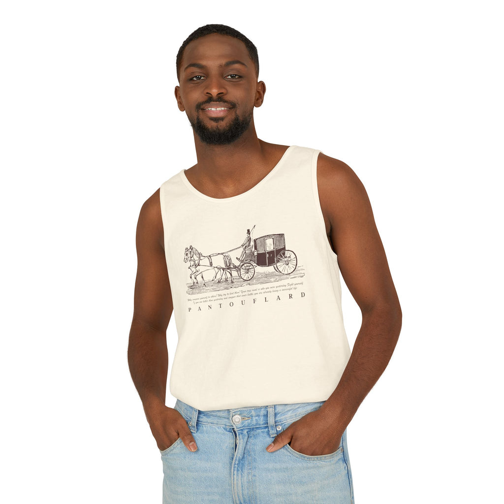 Unisex Brick Red Pantouflard Carriage Cotton Garment-Dyed Tank Top