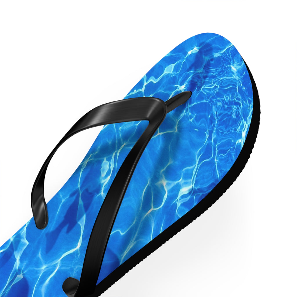 Unisex Vibrant Blue Sunlit Water Surface Fish Silhouette EVA Polyester Flip Flops