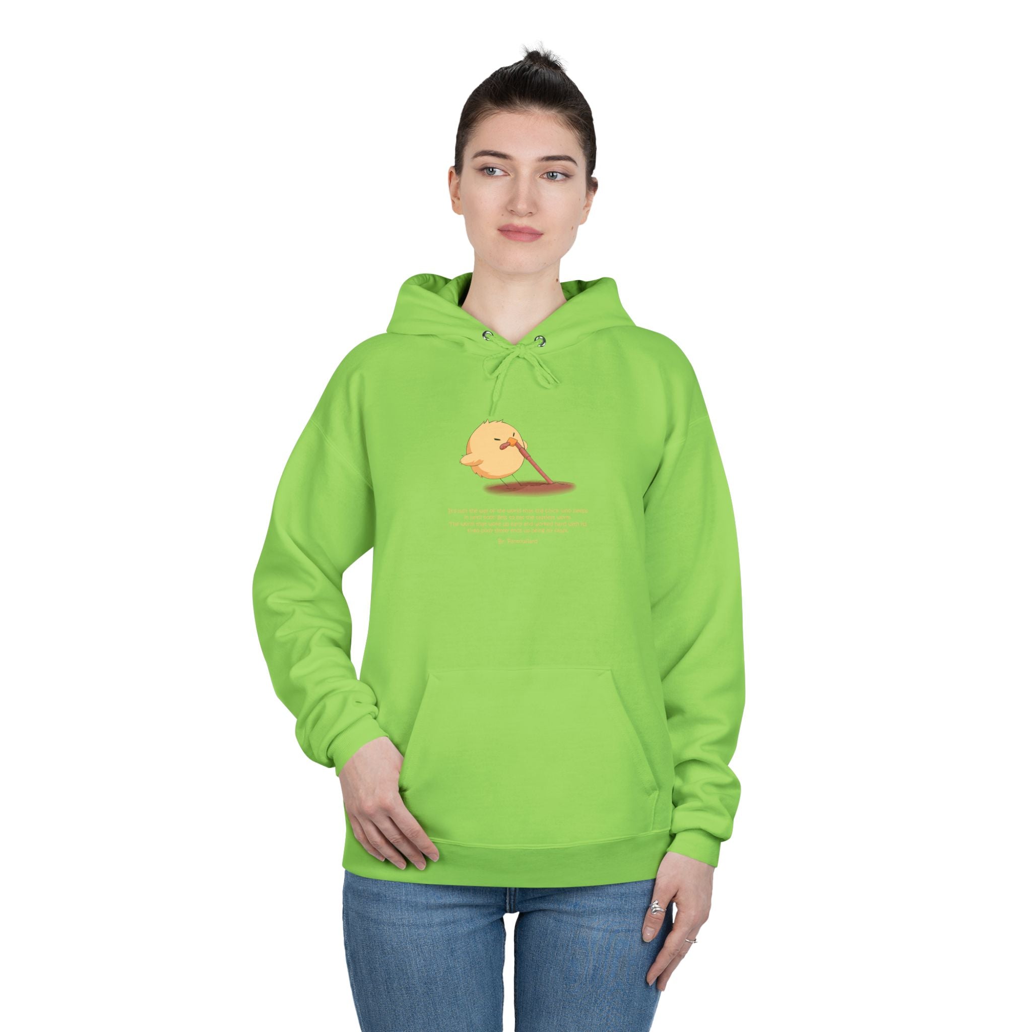 Unisex Light Blue Pantouflard Chick Cotton Blend Pullover Hoodie