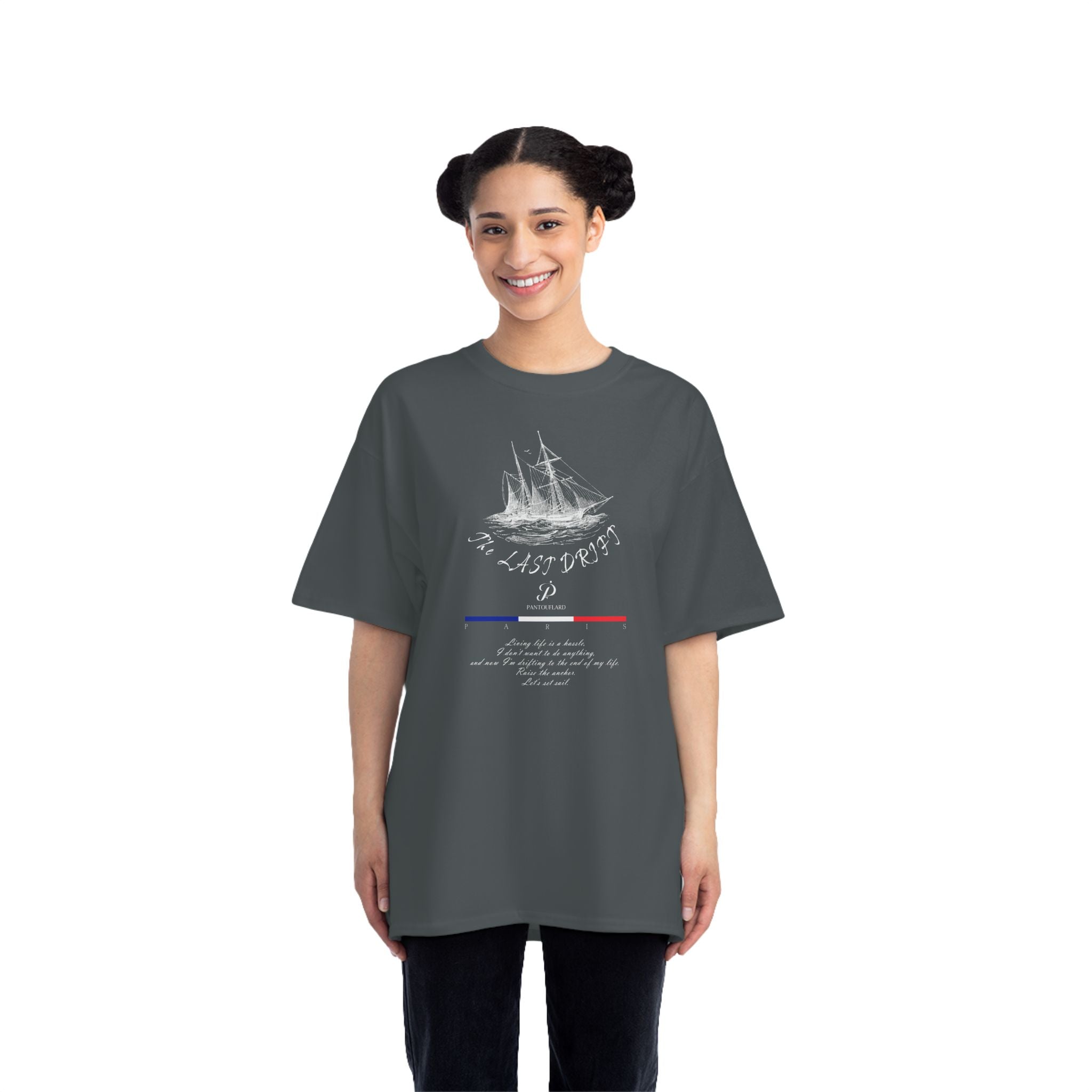 Unisex Black Hanes Vintage Ship Graphic 100% Cotton T-Shirt