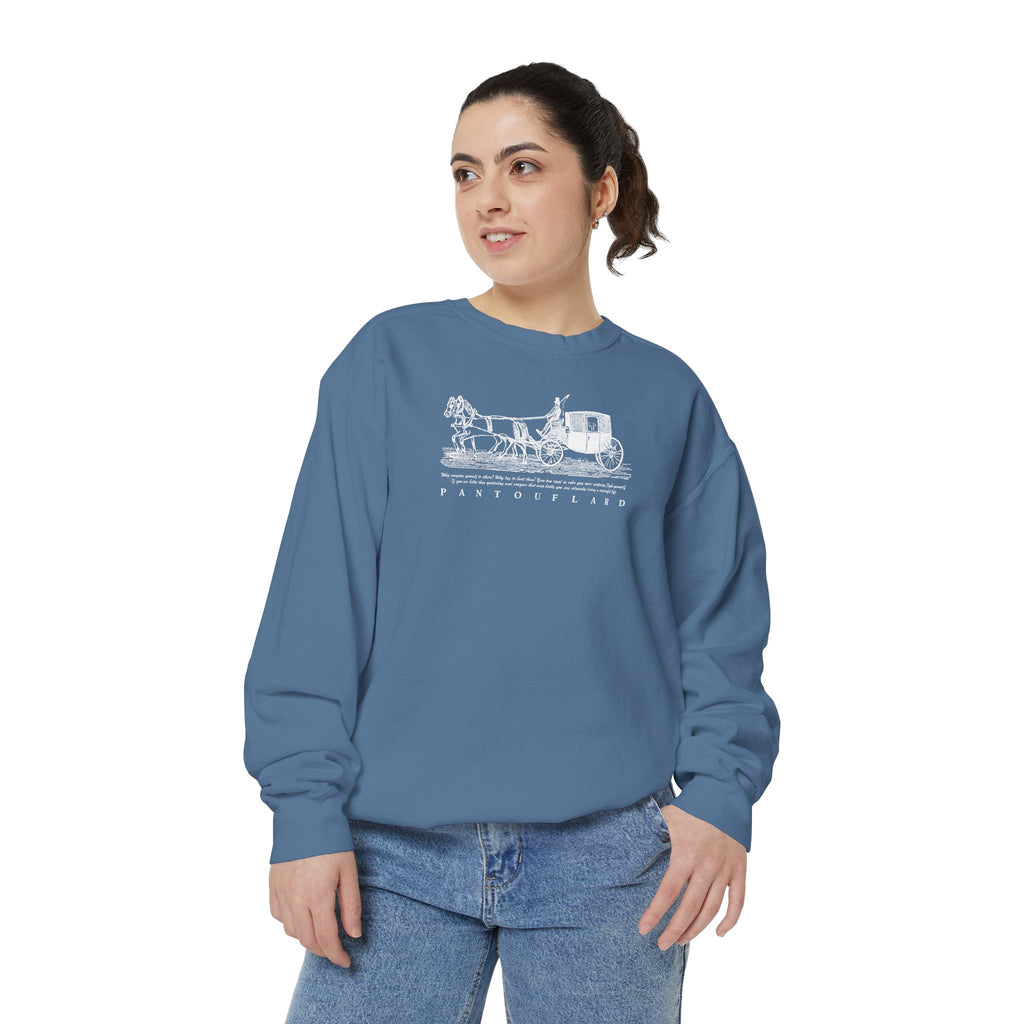 Unisex Navy Vintage Carriage Graphic Cotton Blend Sweatshirt