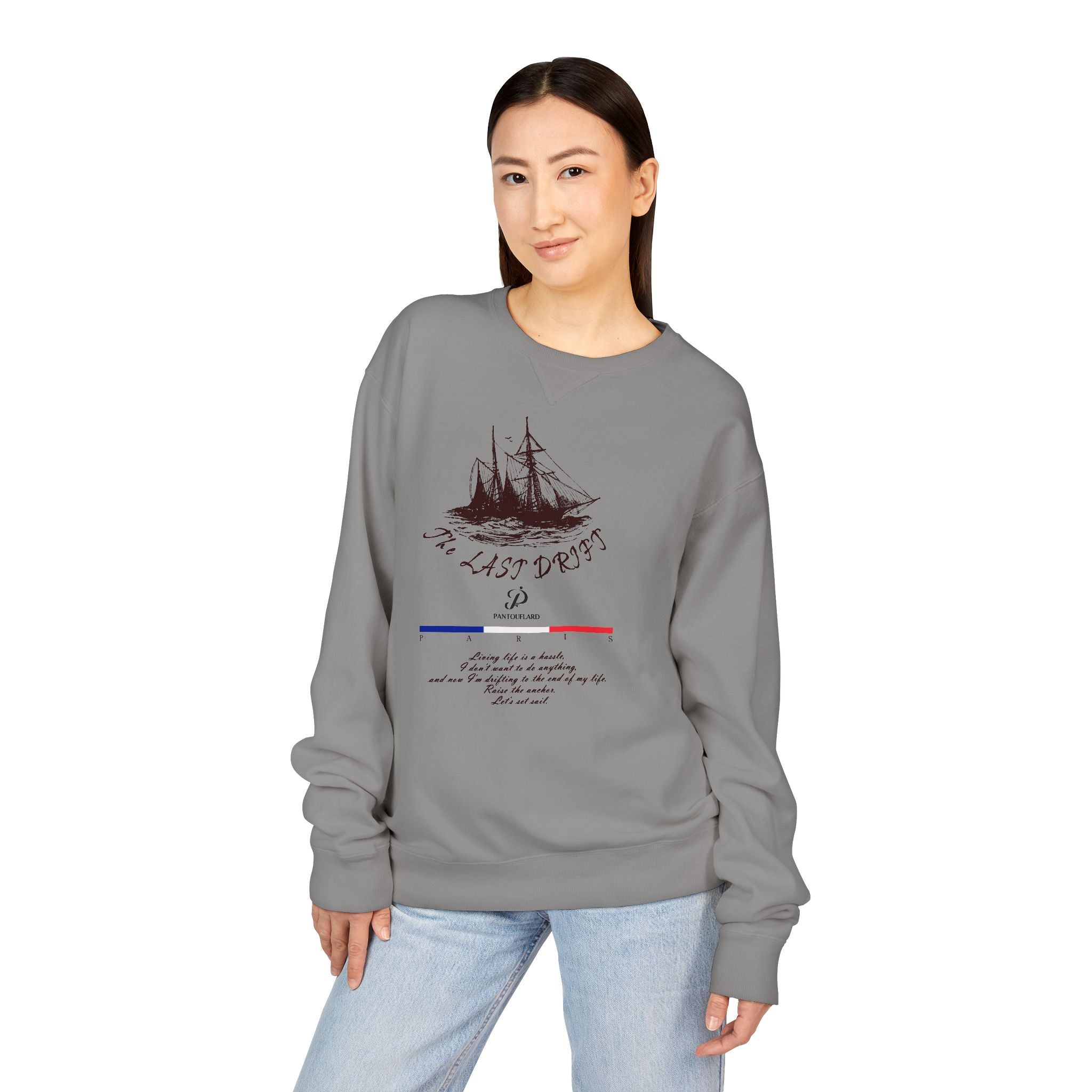 Old Money Nautical Heritage Crewneck - The Last Drift I (Paris Aesthetic Garment-Dyed Sweatshirt)