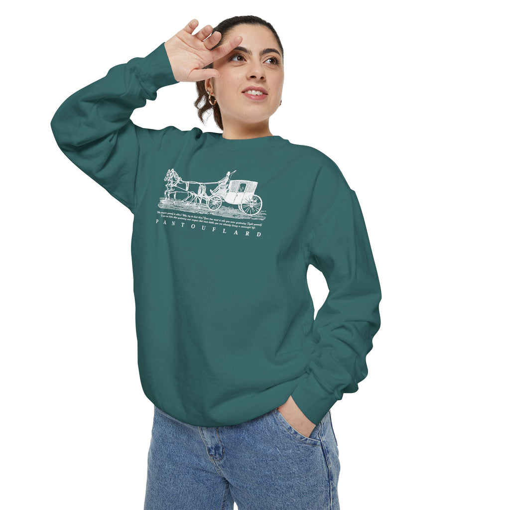 Unisex Navy Vintage Carriage Graphic Cotton Blend Sweatshirt