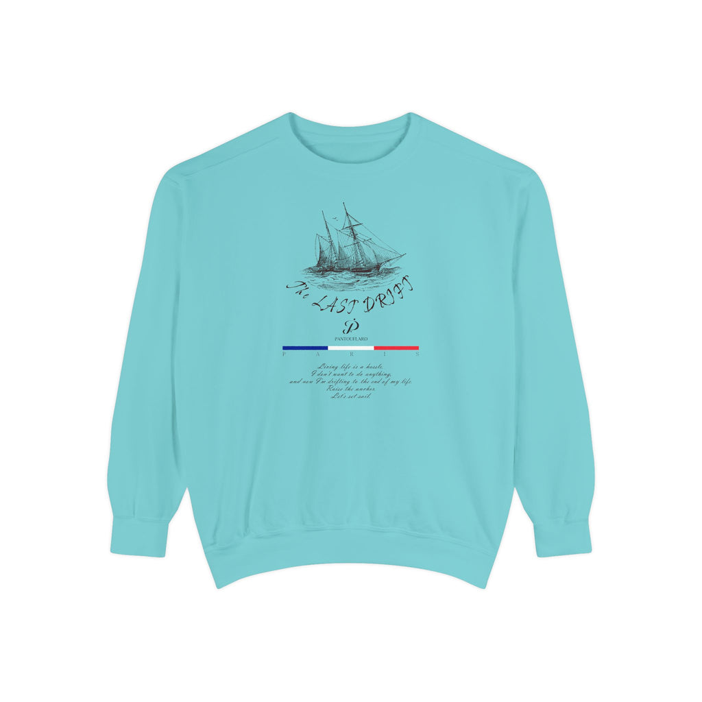 Unisex White Vintage Ship Graphic Cotton Blend Sweatshirt