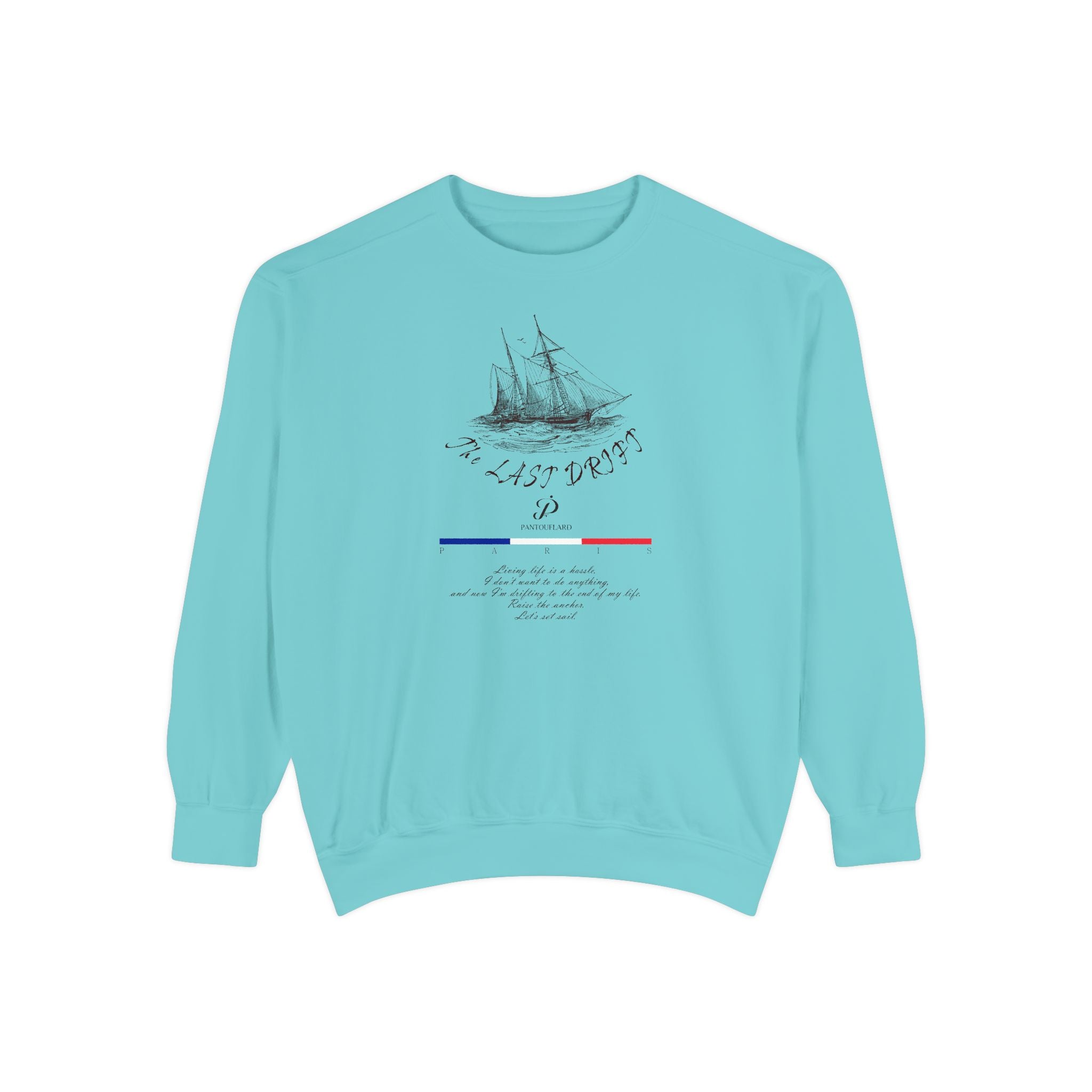 Unisex White Vintage Ship Graphic Cotton Blend Sweatshirt