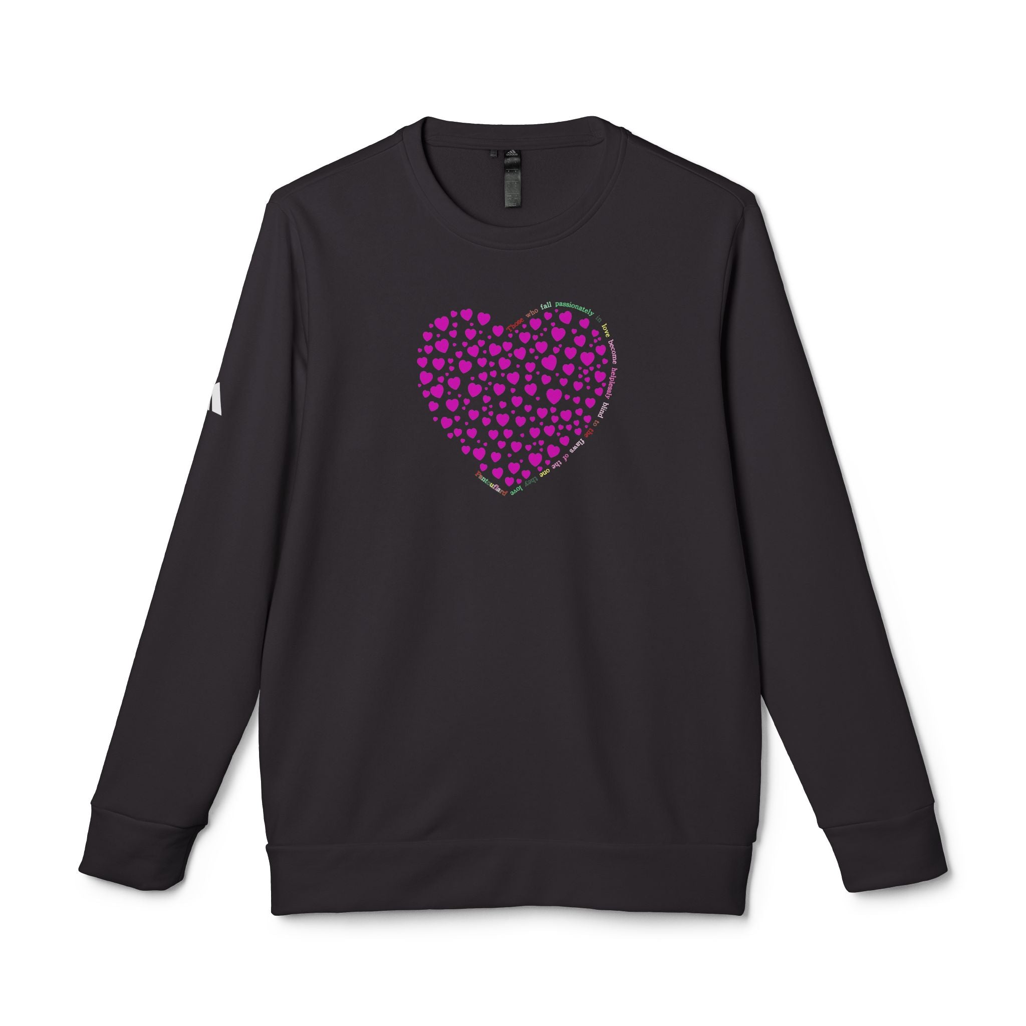 Sudadera unisex Adidas® con cuello redondo y diseño de corazón rosa