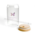 Clear Elegant Floral Butterfly & Cherry Blossom Tempered Glass Sipper
