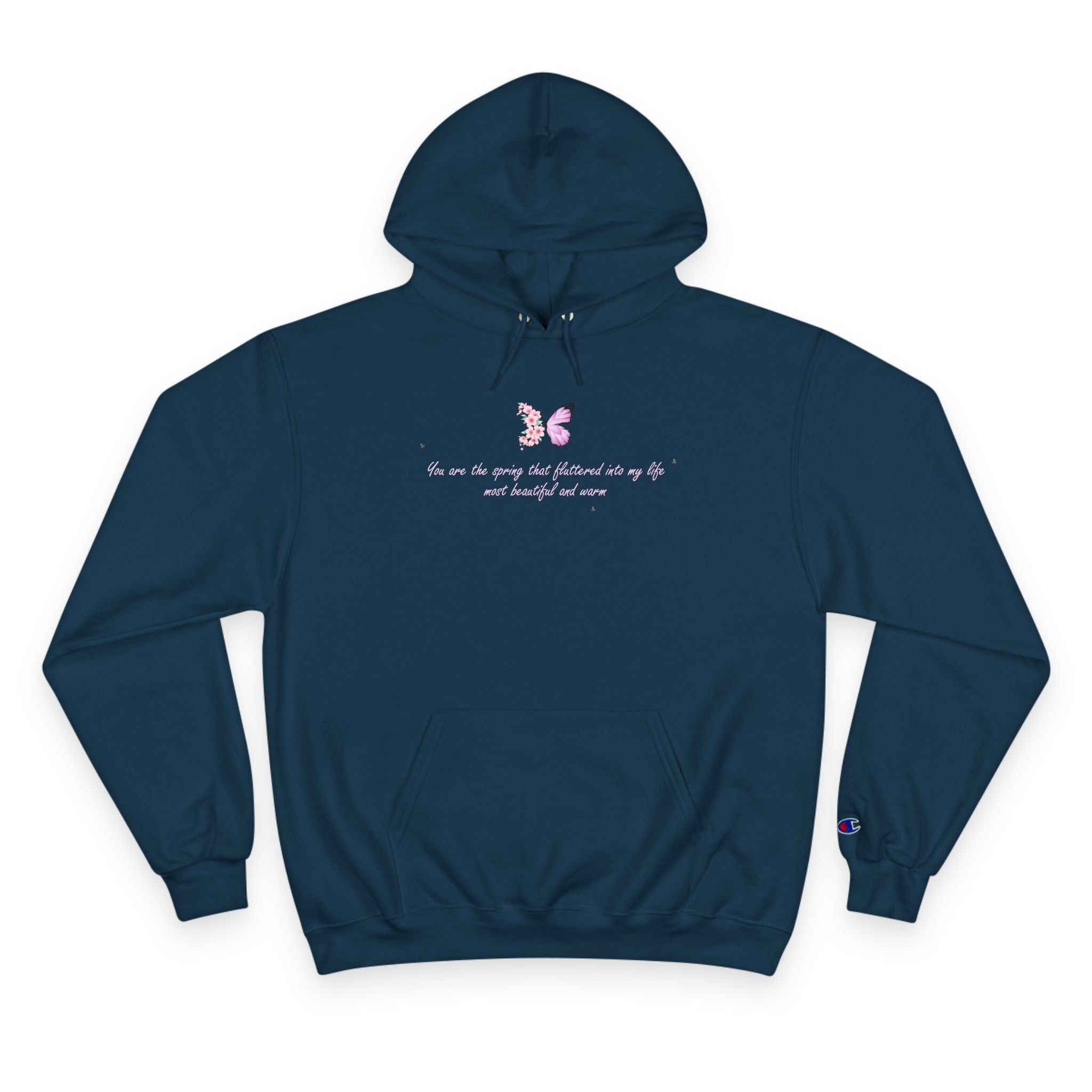 Unisex White Floral Butterfly Spring Quote Cotton Blend Champion Hoodie