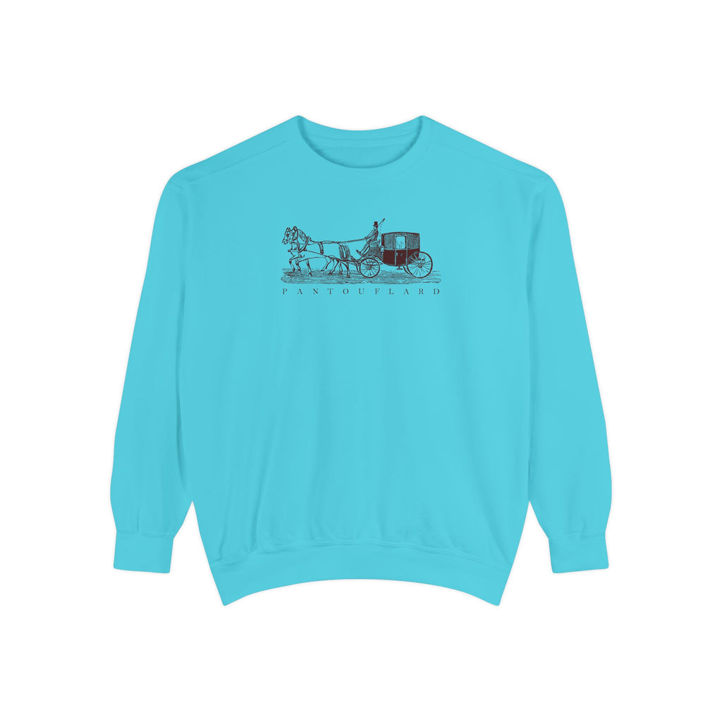 Unisex White Pantouflard Carriage Cotton Blend Sweatshirt