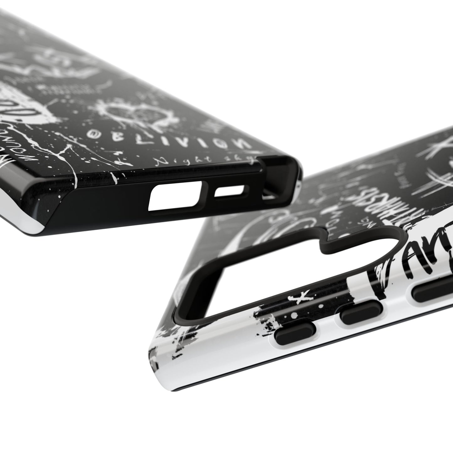 Fundas resistentes: funda atrevida para iPhone, Galaxy, Google Pixel, diseño de grafiti negro, estética urbana, regalo para amantes del arte, accesorios de teléfono modernos, estilo callejero