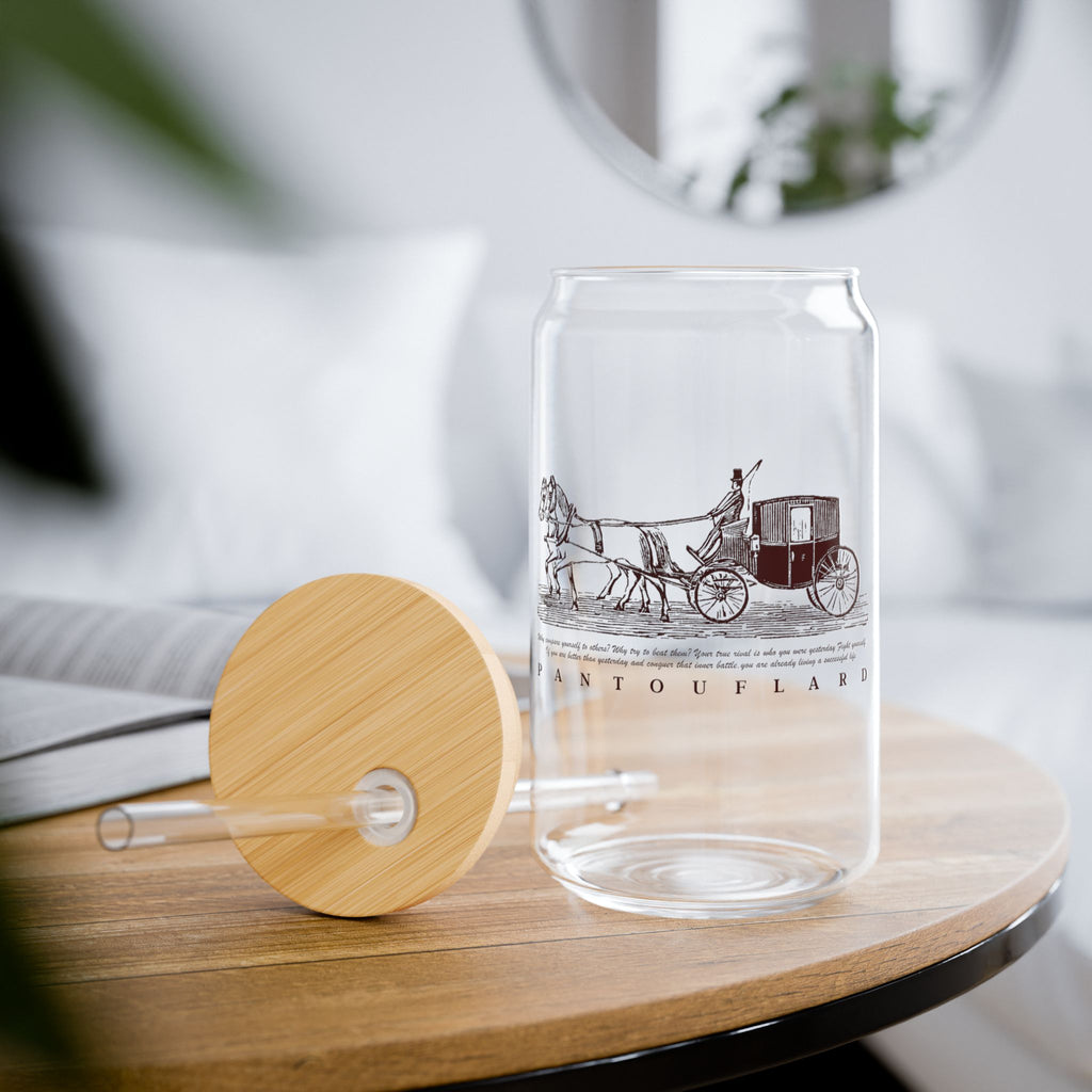 Clear Pantouflard Vintage Carriage Motivational Tempered Glass Sipper