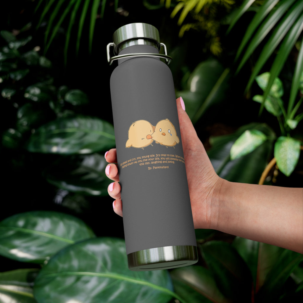Navy Blue Cute Biting Chicks Quote 22oz Copper Vacuum Insulated Bottle