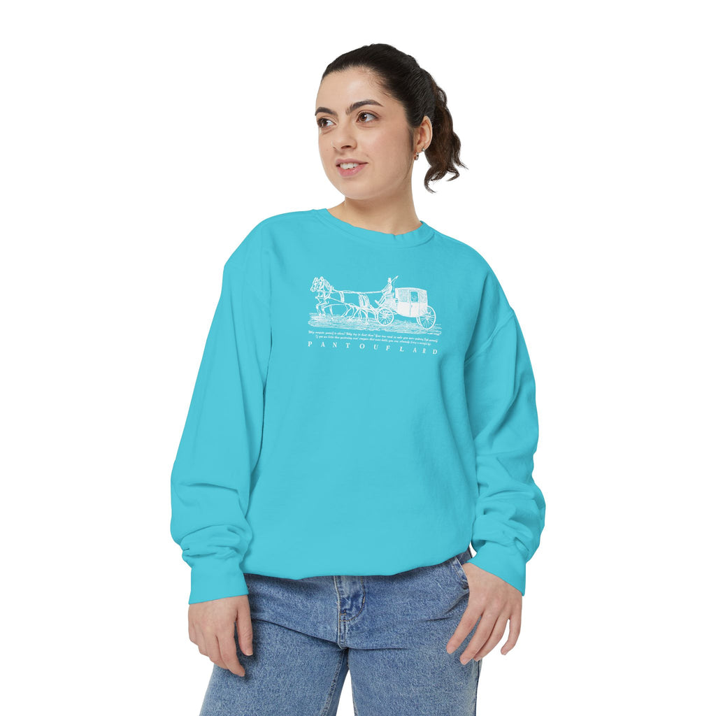 Unisex Navy Vintage Carriage Graphic Cotton Blend Sweatshirt