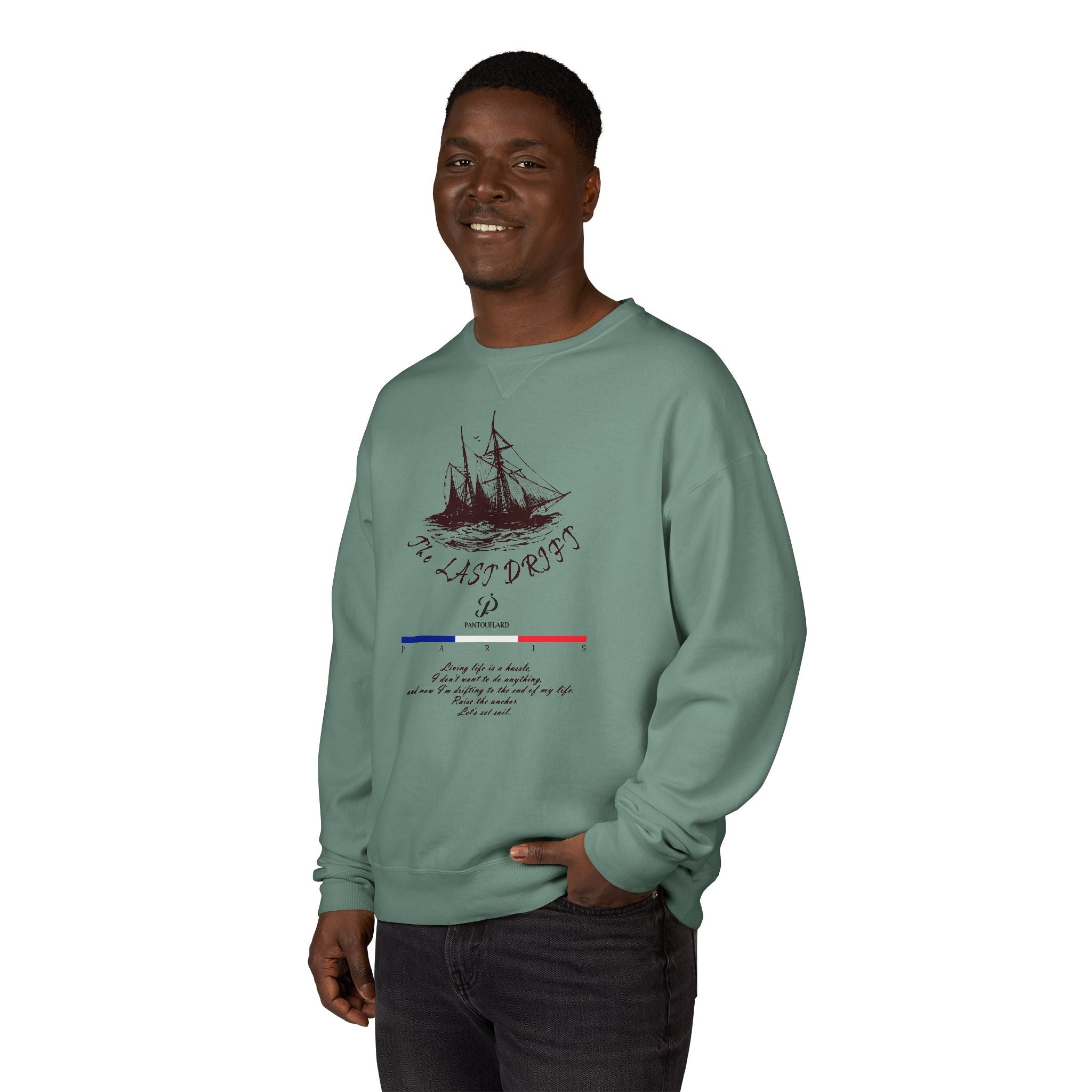 Old Money Nautical Heritage Crewneck - The Last Drift I (Paris Aesthetic Garment-Dyed Sweatshirt)