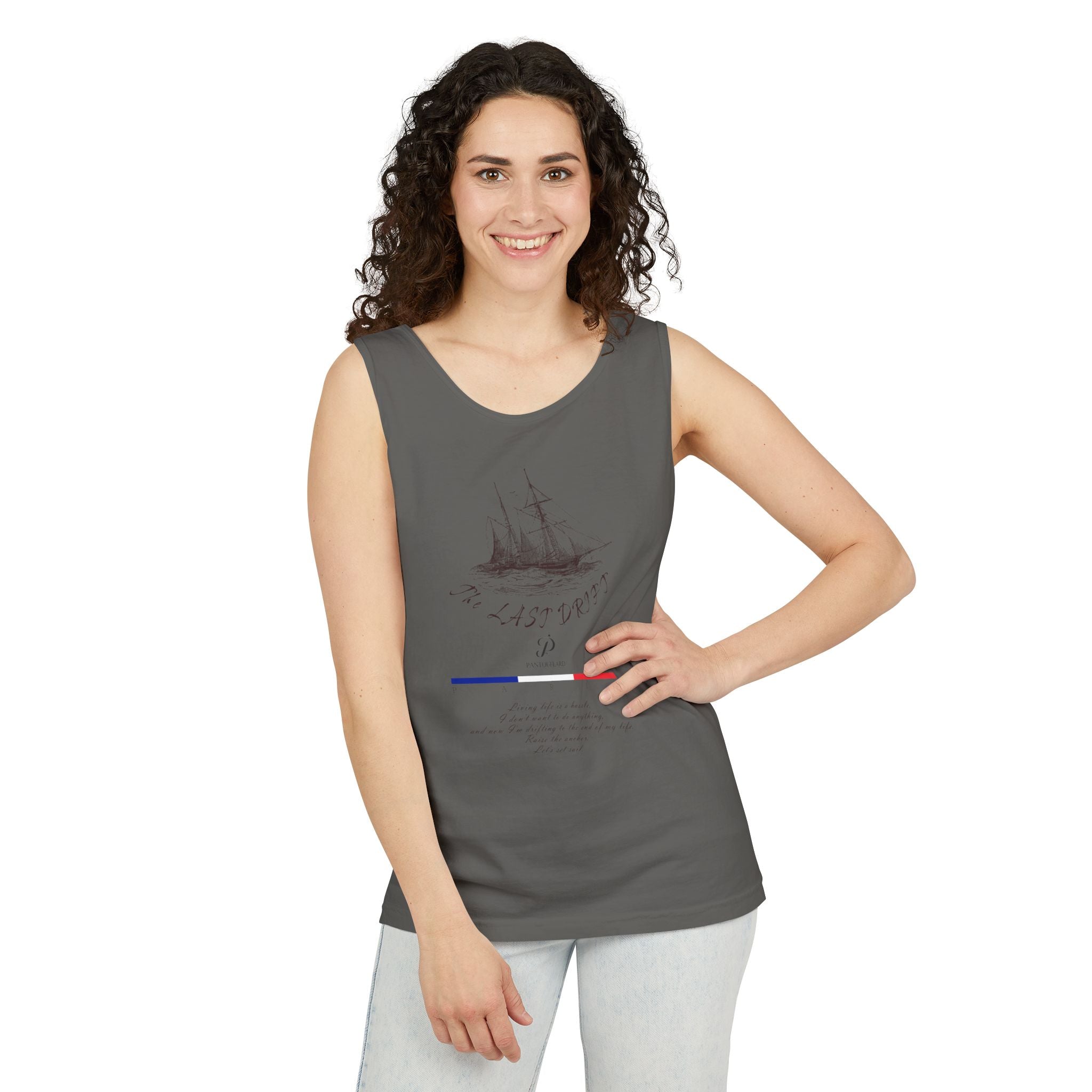Unisex White Last Drift Cotton Garment-Dyed Tank Top