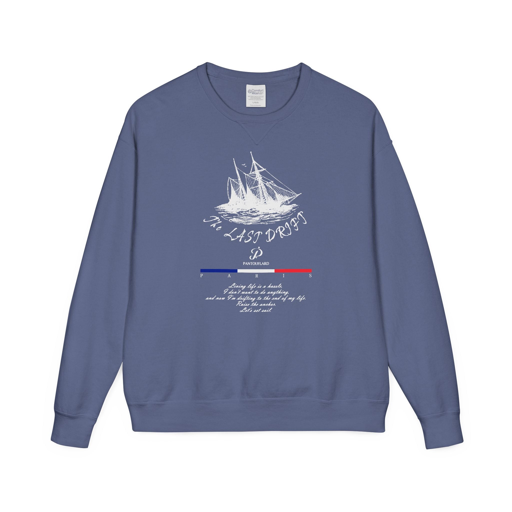 Old Money Nautical Heritage Crewneck - The Last Drift II (Paris Aesthetic Garment-Dyed Sweatshirt)